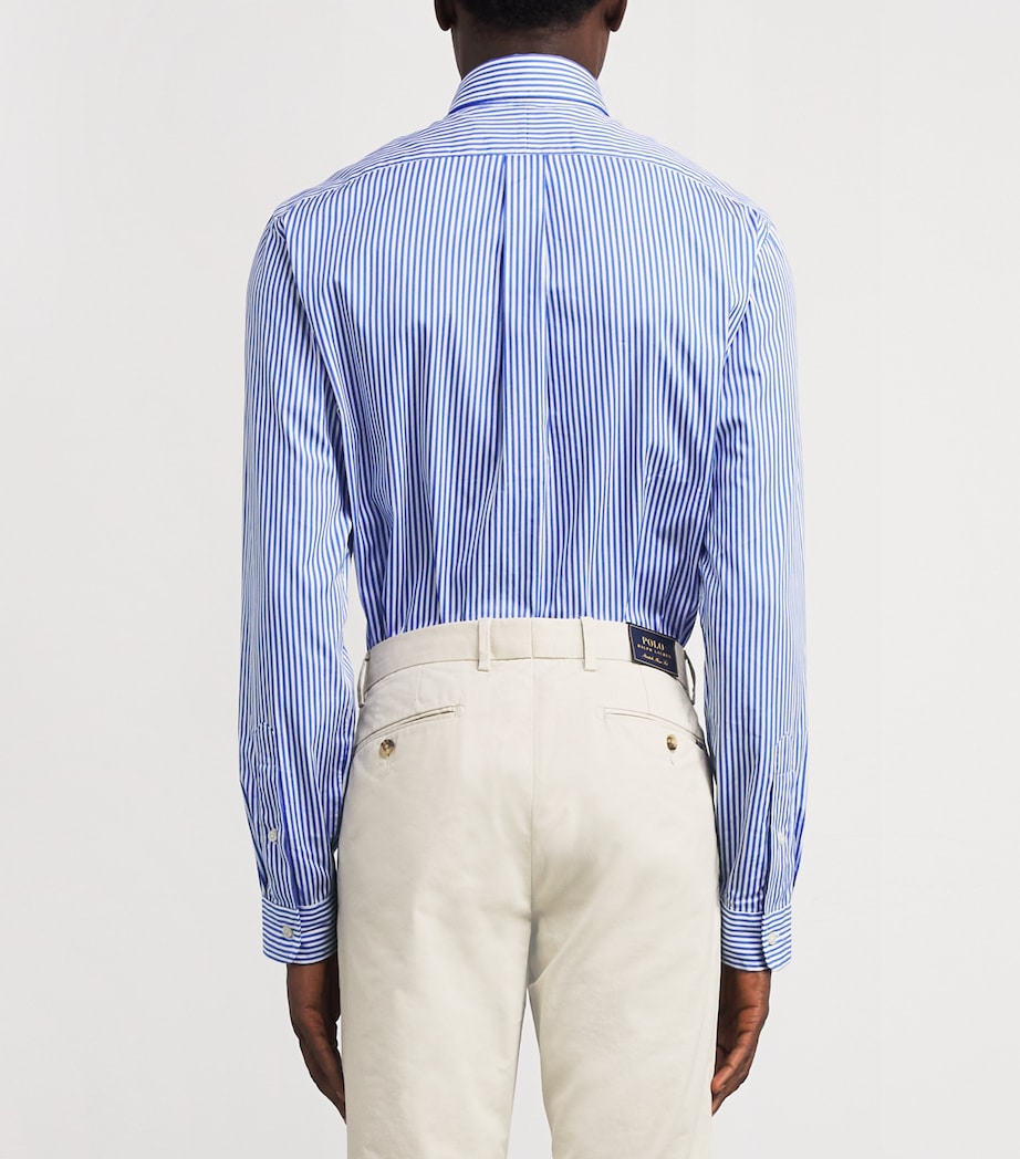 Cotton Poplin Stripe Crest Shirt BLUE Image 4