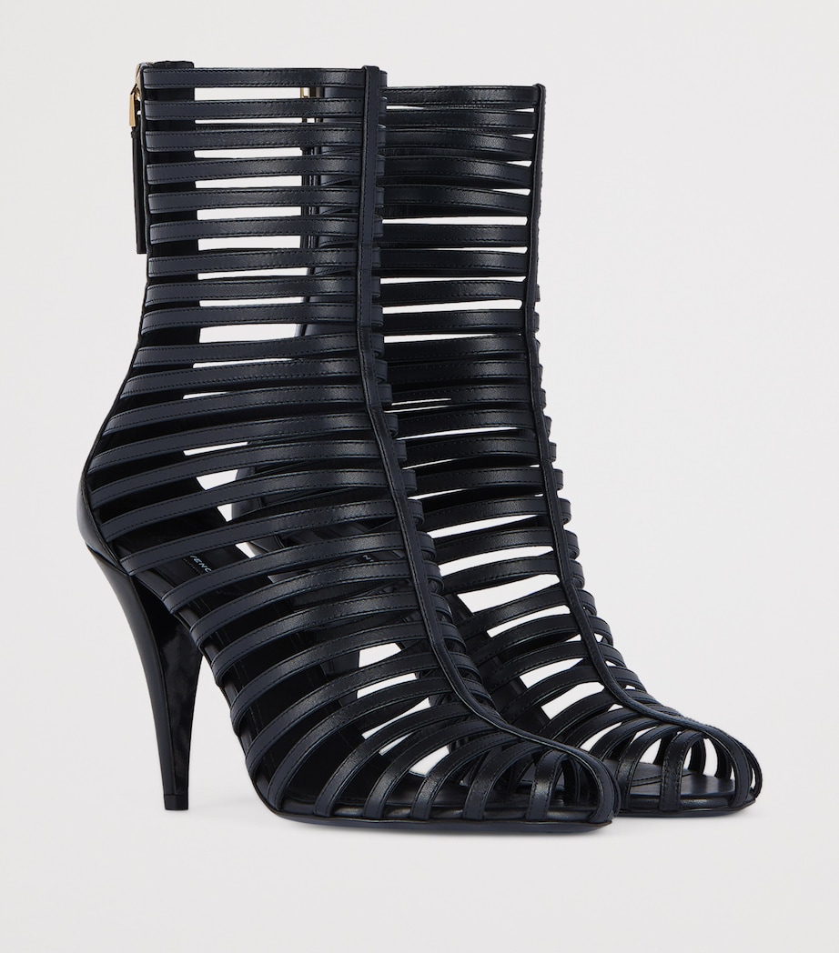 Leather Strap Ankle Boots 95 BLACK Image 3