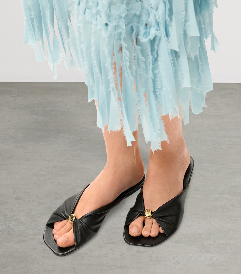 LOEWE x Paula's Ibiza Leather Pebble Slides Black Image 2