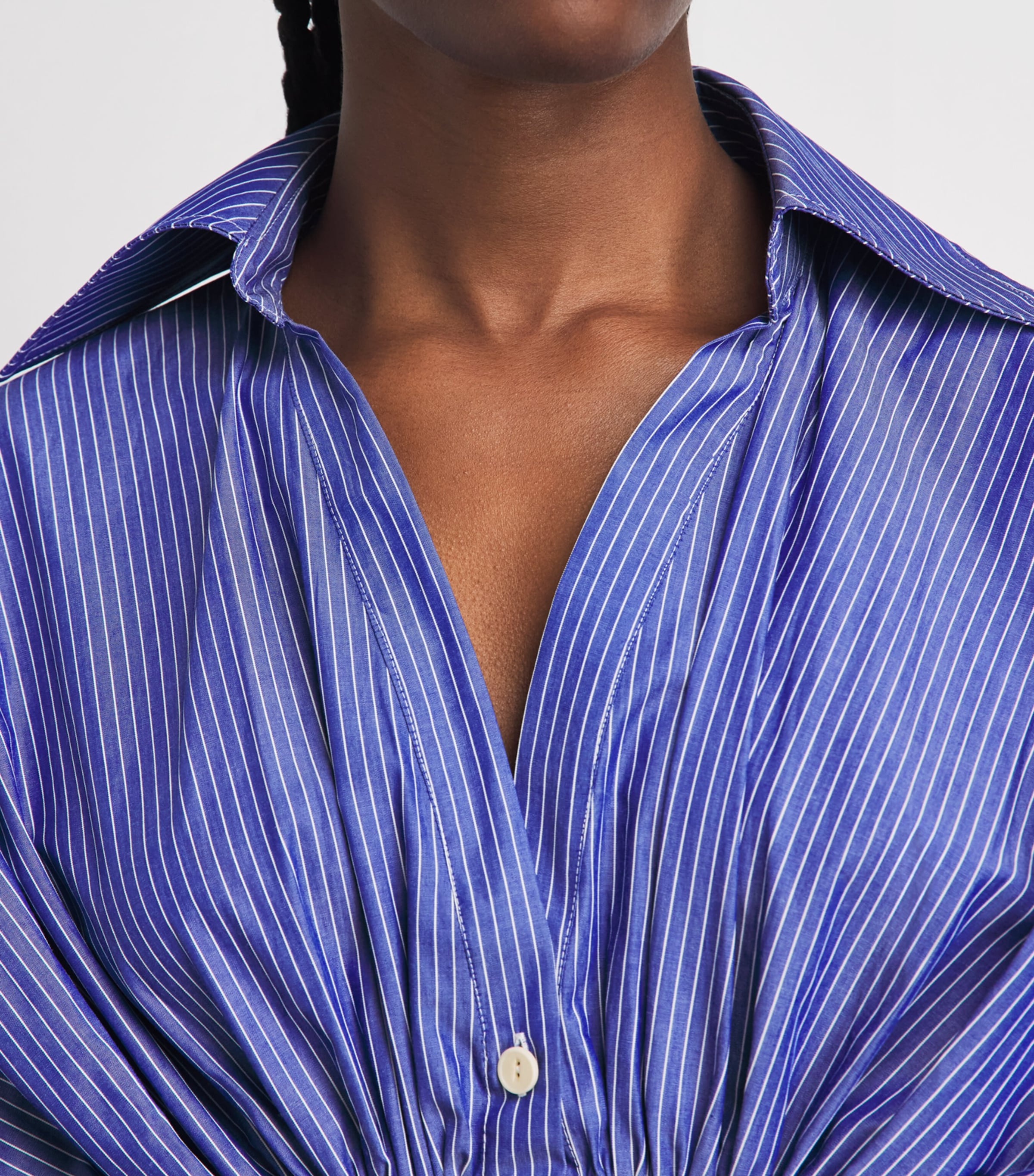 Palmer//Harding Womens Draped Resilient Shirt Blu Blu Cttn Pn Strp Image 3