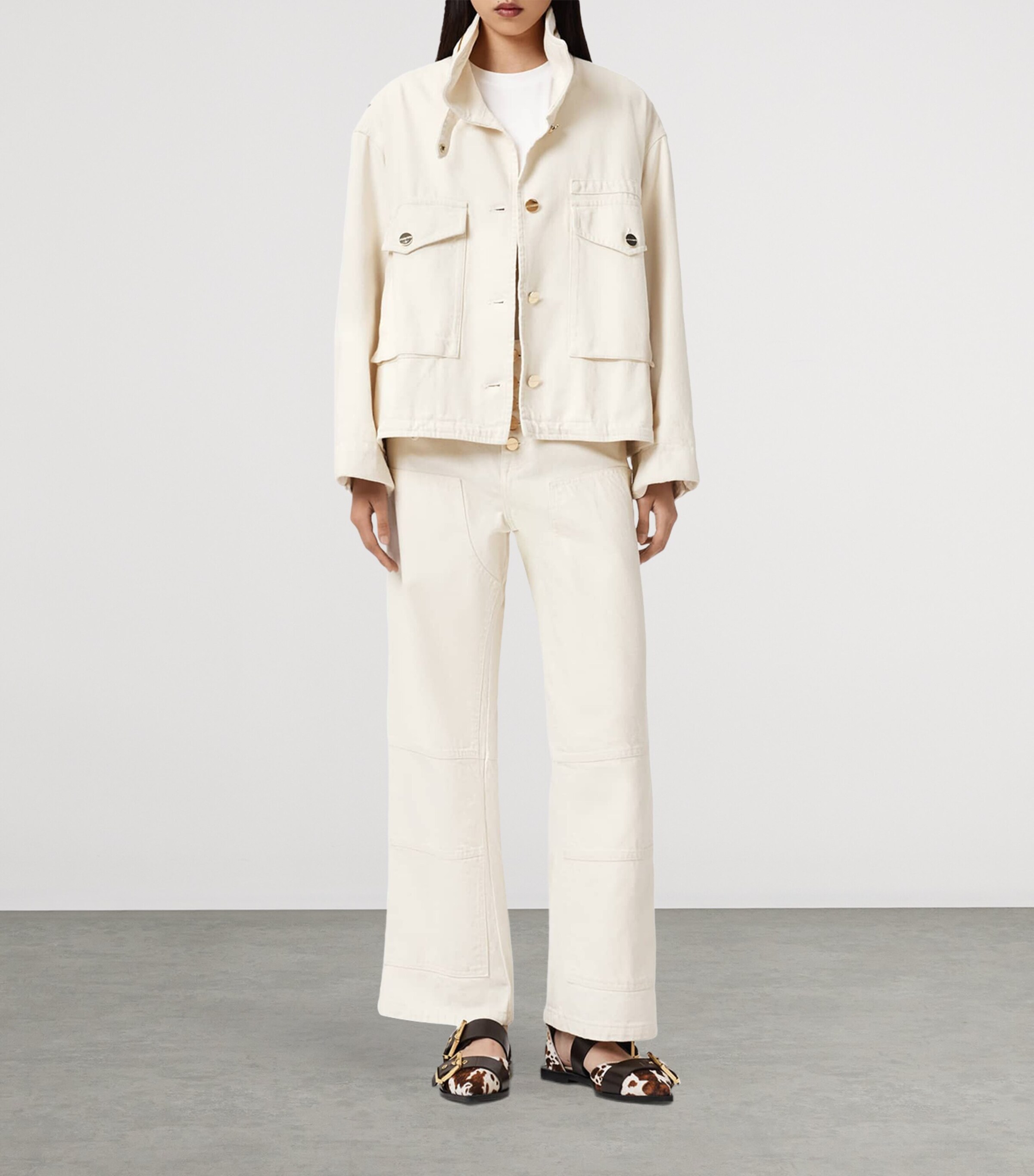 AllSaints Womens Denim Clay Jacket Ecru White Image 2