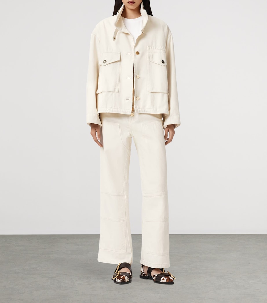 AllSaints Womens Denim Clay Jacket Ecru White Image 2