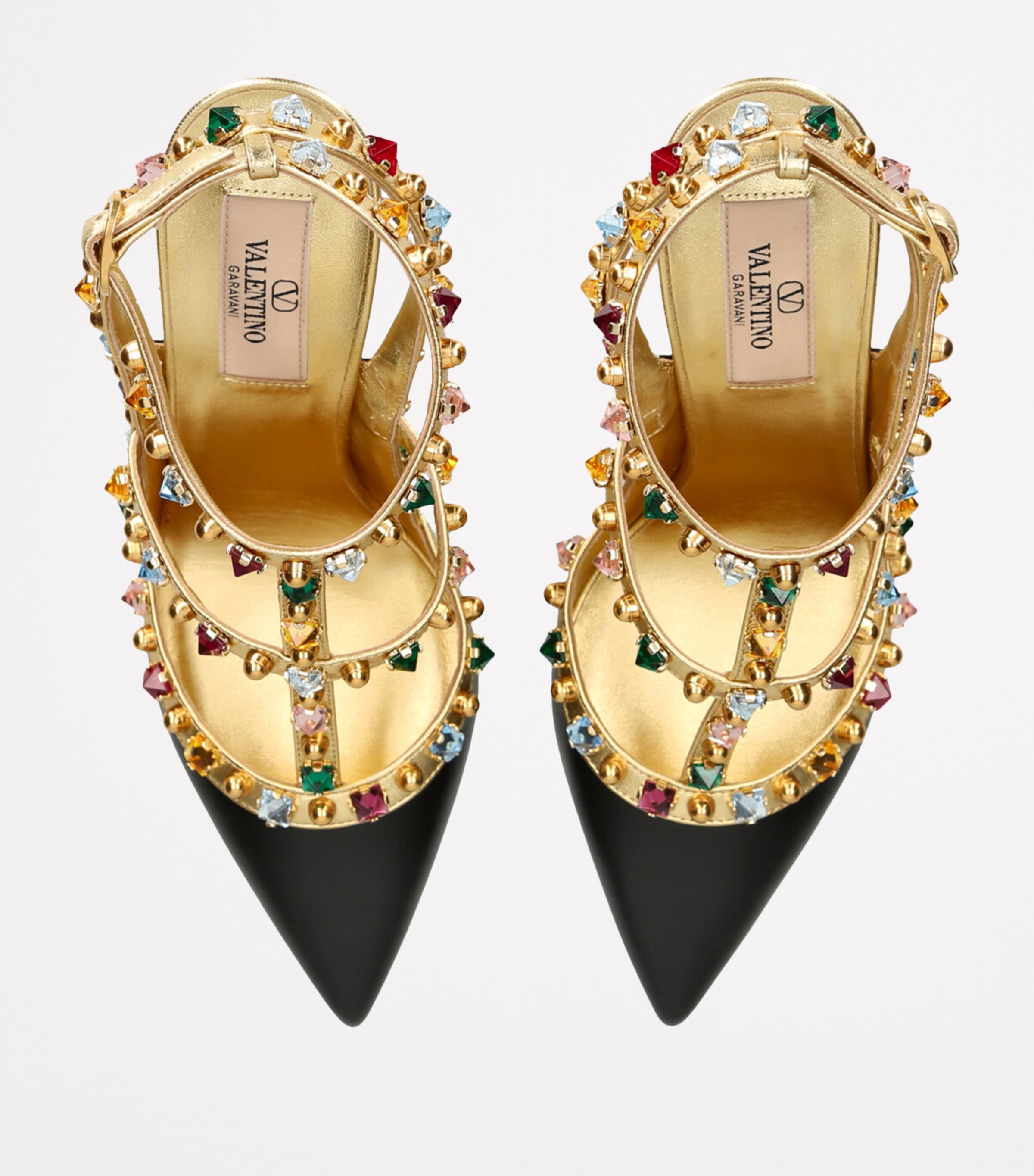 Valentino Garavani Leather Strass-Embellished Rockstud Heels 100 Black/comb Image 4