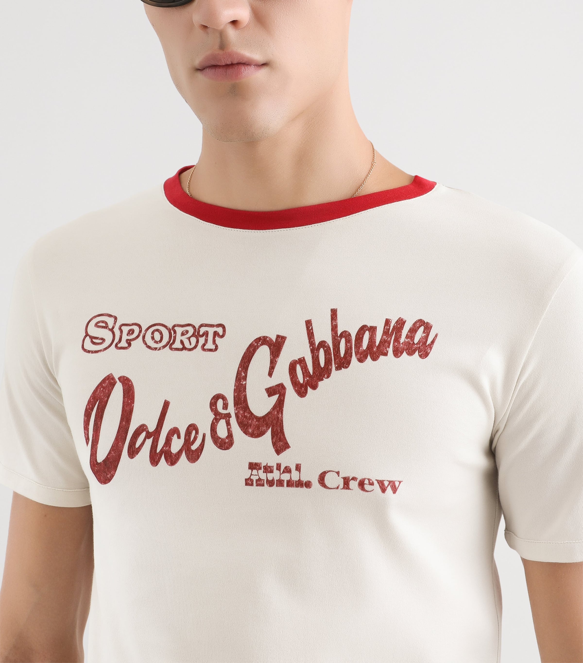 Dolce&Gabbana Mens Cotton Retro T-Shirt Medium Parchme Image 5