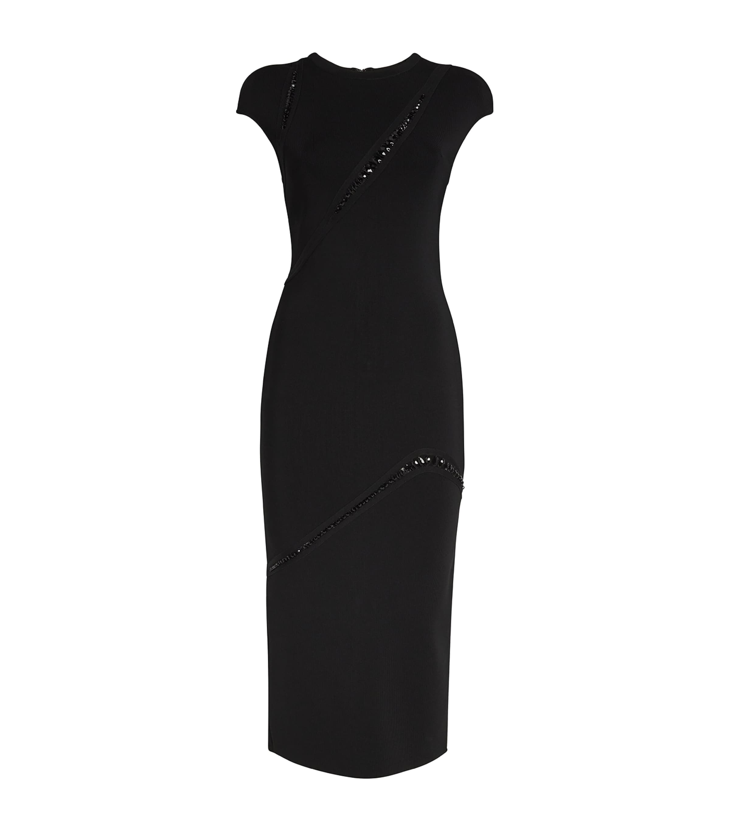 Shop Herve Leger Crystal-embellished Midi Dress In Black