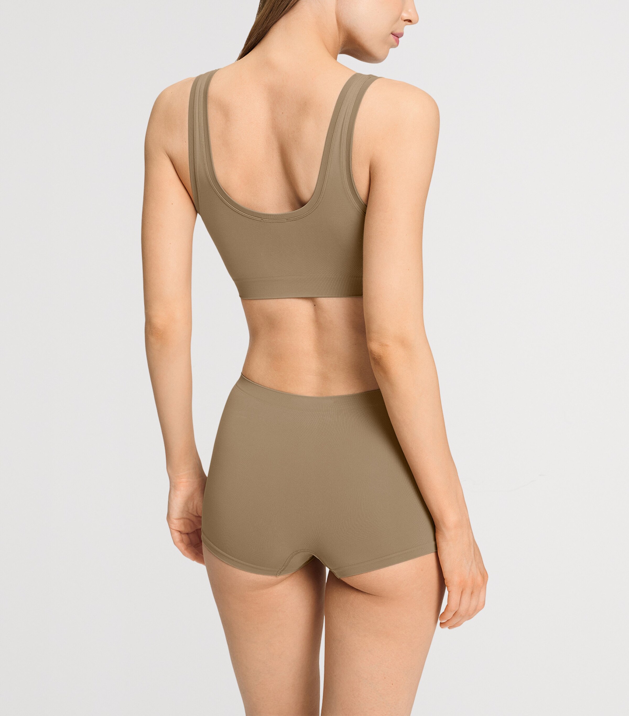 Hanro Womens Touch Feeling Crop Top Suede Camel Image 5