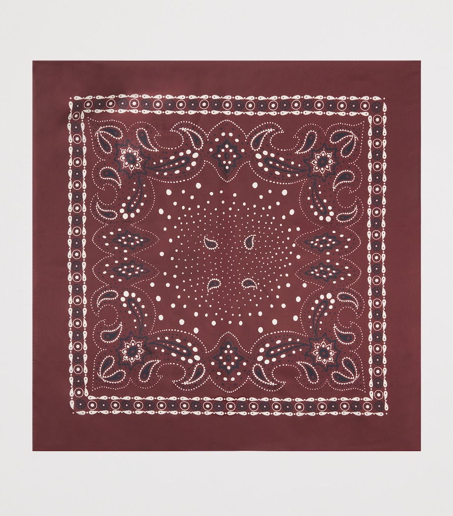 Silk Paisley Print Scarf BORDEAUX Image 3