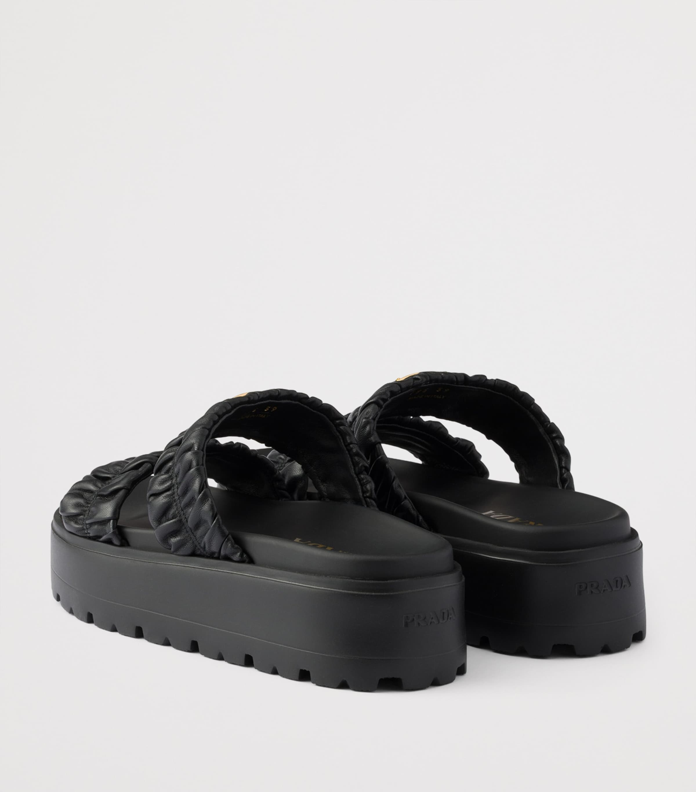 Prada Nappa Leather Flatform Slides 45 Black Image 4