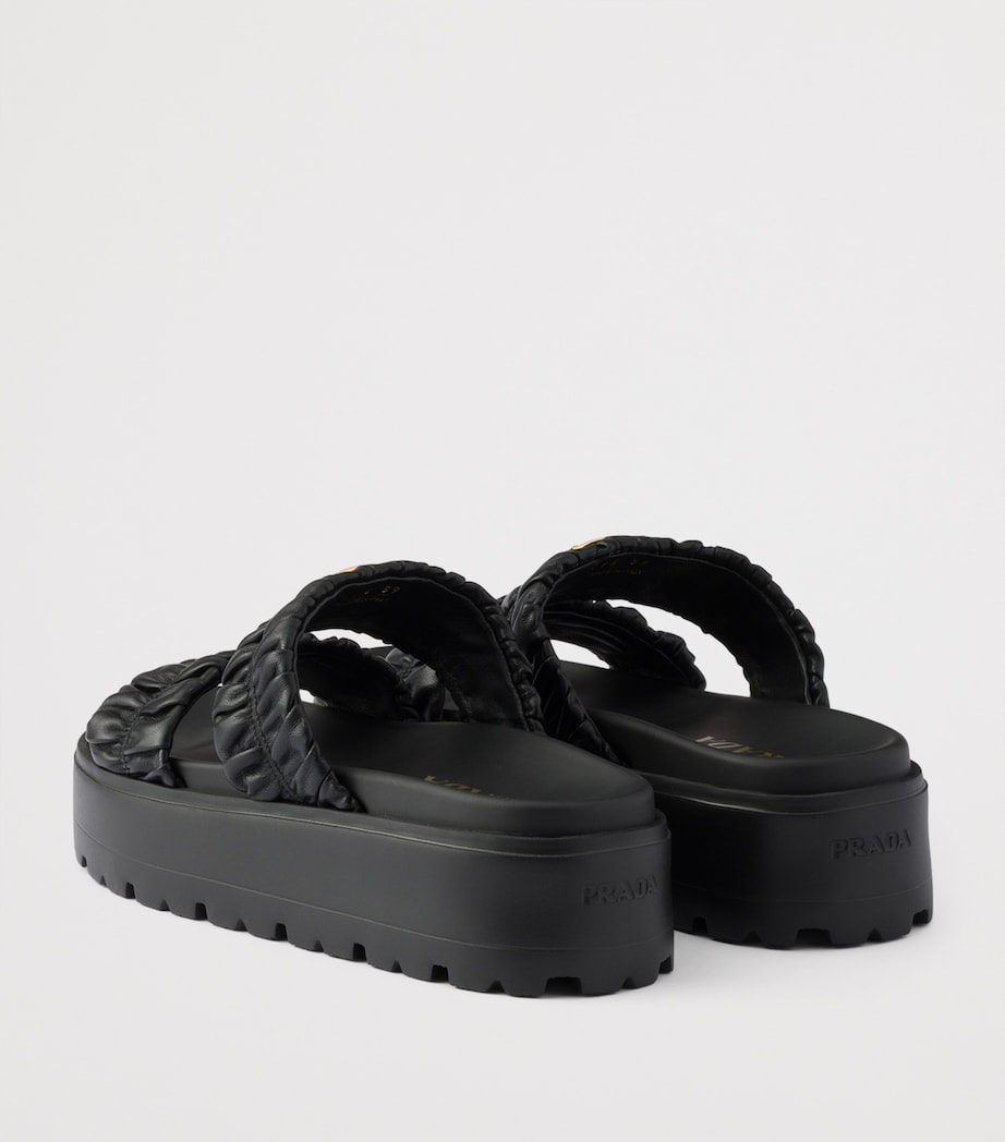 Prada Nappa Leather Flatform Slides 45 Black Image 4