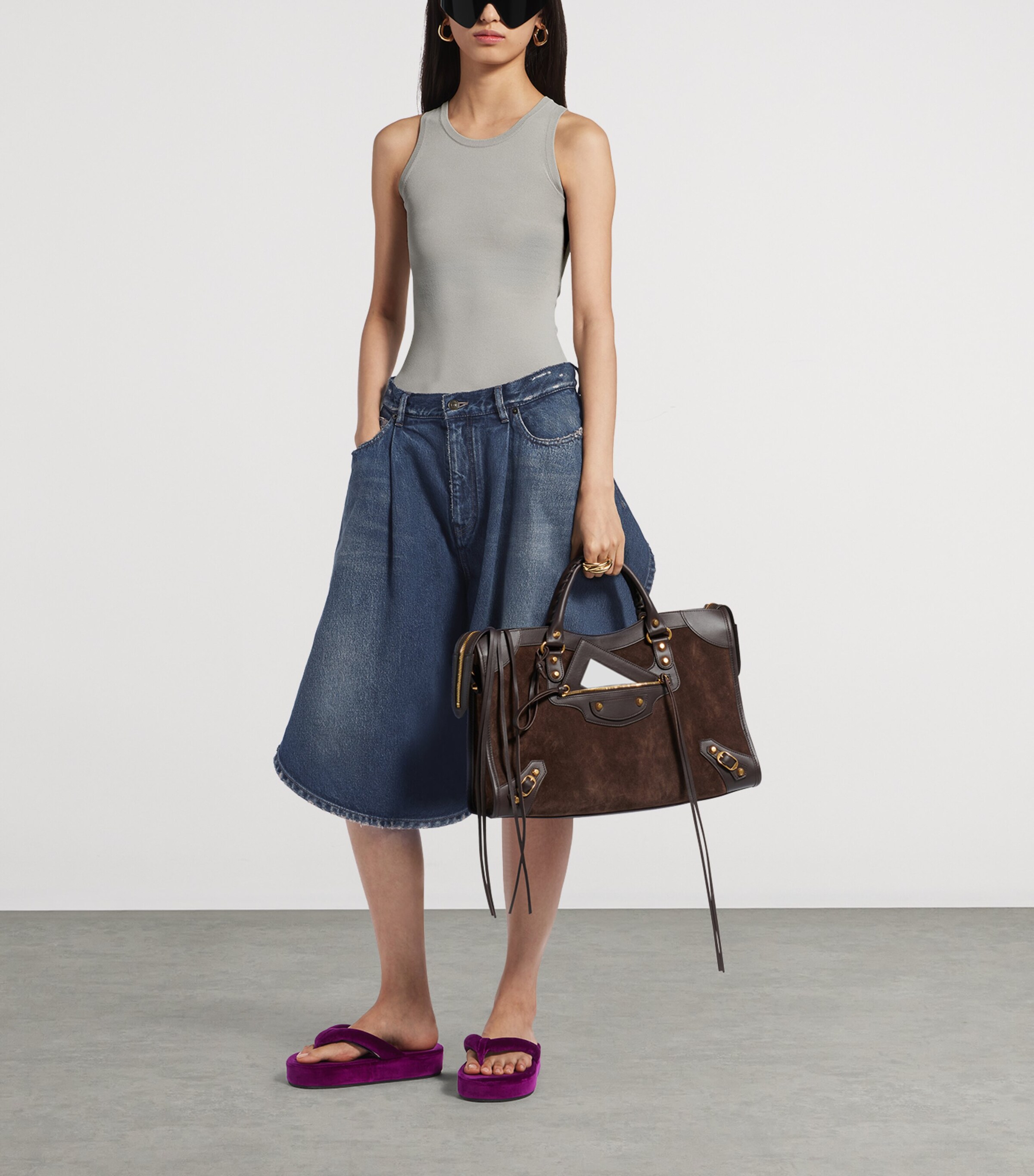 Balenciaga Medium Suede Le City Top-Handle Bag Image 4