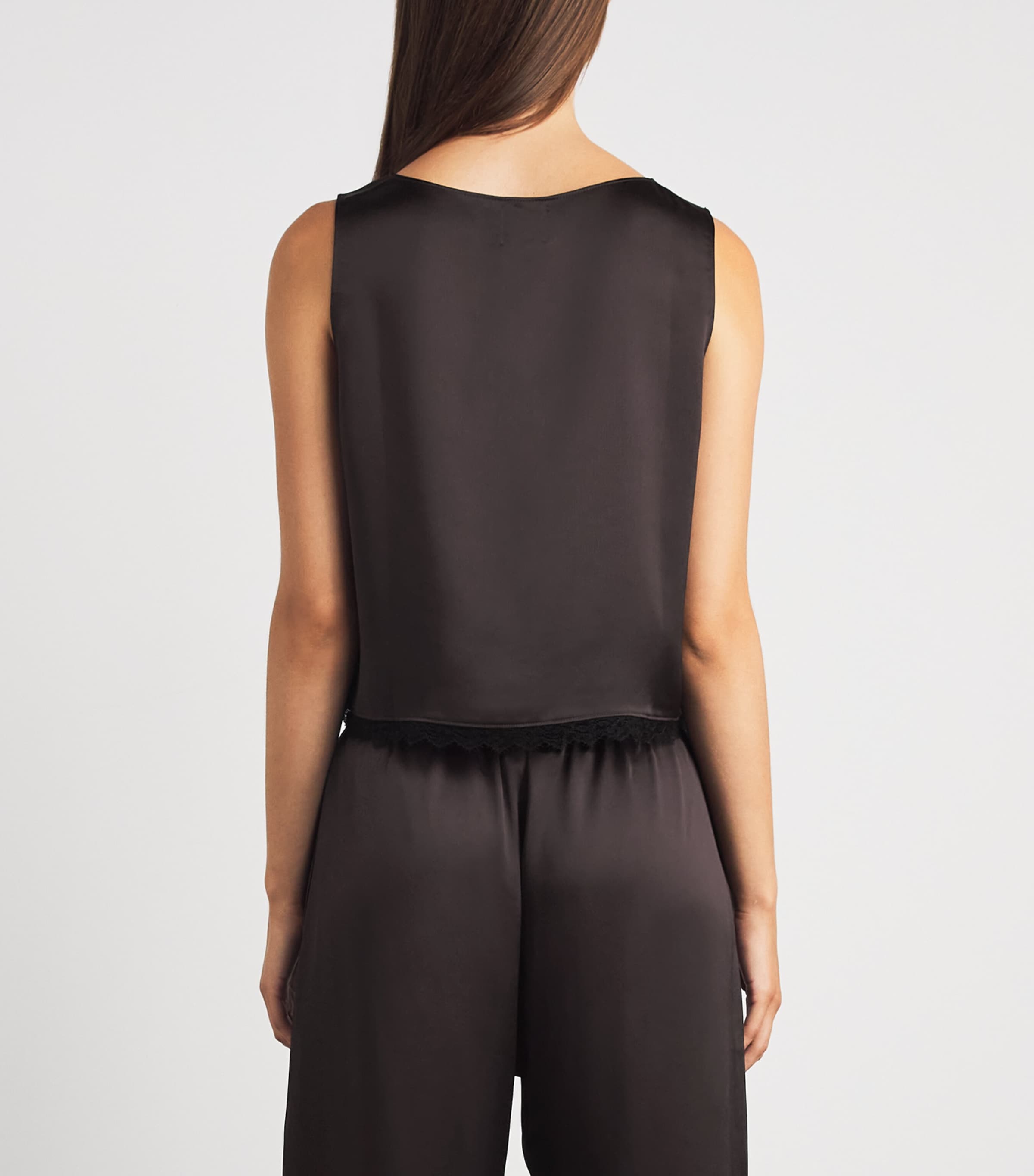LESET Womens Lace-Trim Barb Tank Top Chocolate Image 5