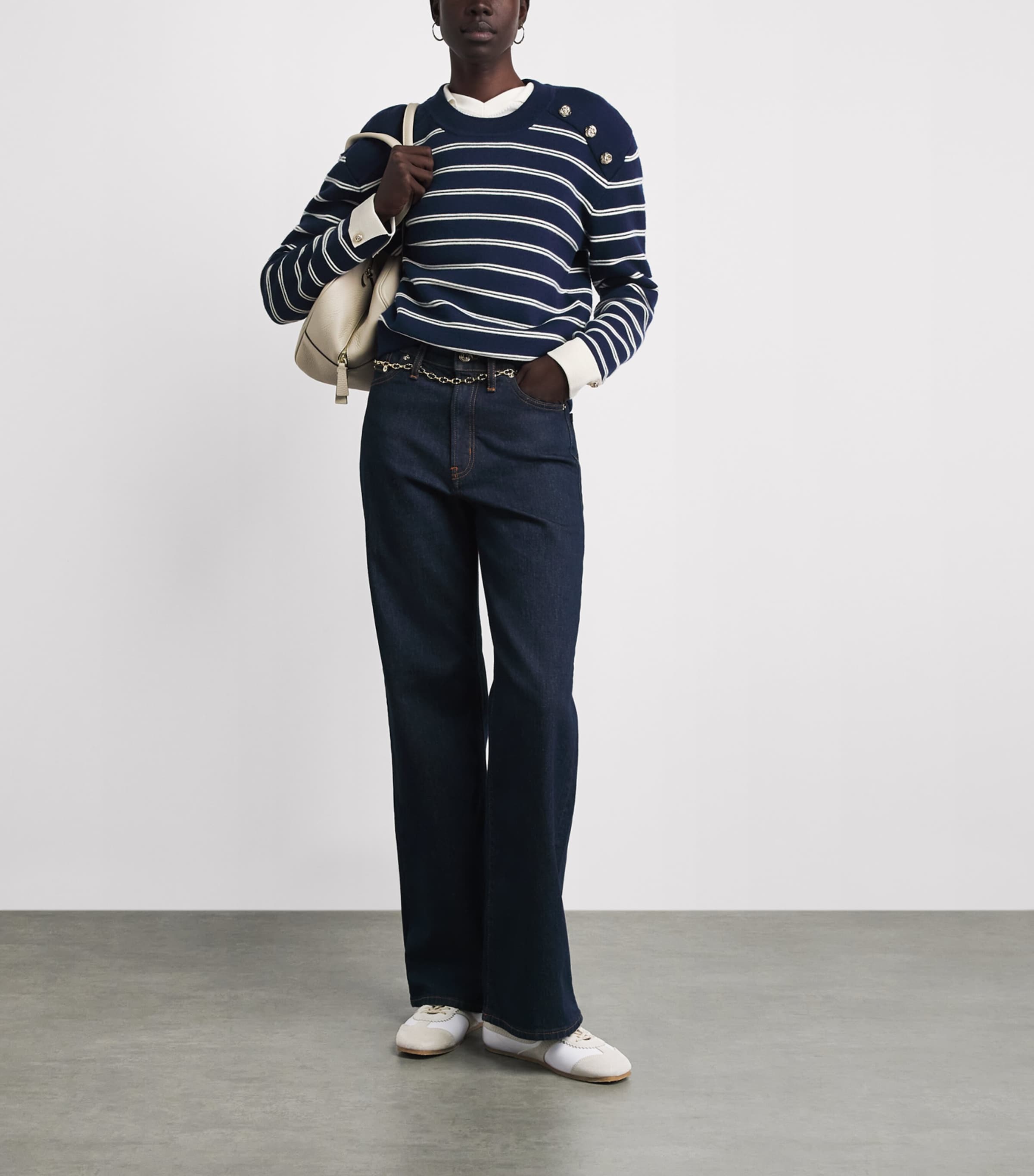 Claudie Pierlot Womens Wool-Blend Stripe Sweater Dual Color Image 2