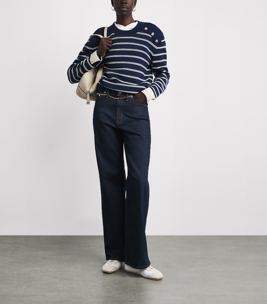 Claudie Pierlot Womens Wool-Blend Stripe Sweater Dual Color Image 2
