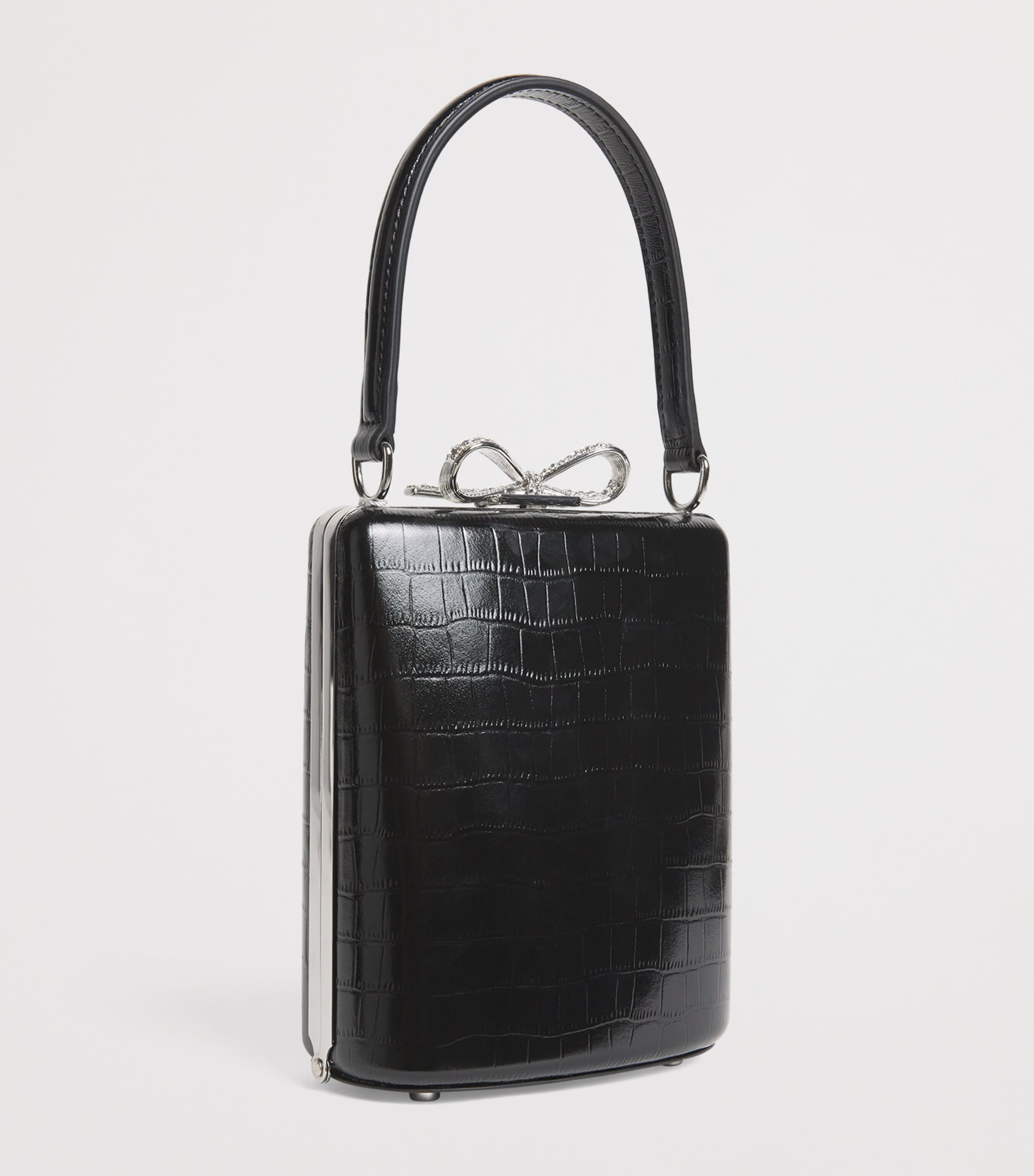 Croc-Embossed Leather Mini Bag BLACK Image 3