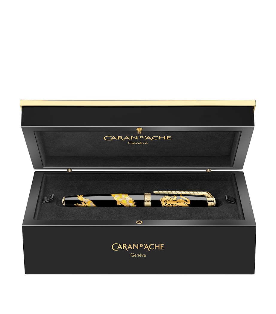 Caran d'Ache Straw Marquetry Dragon Fountain Pen Black Image 1