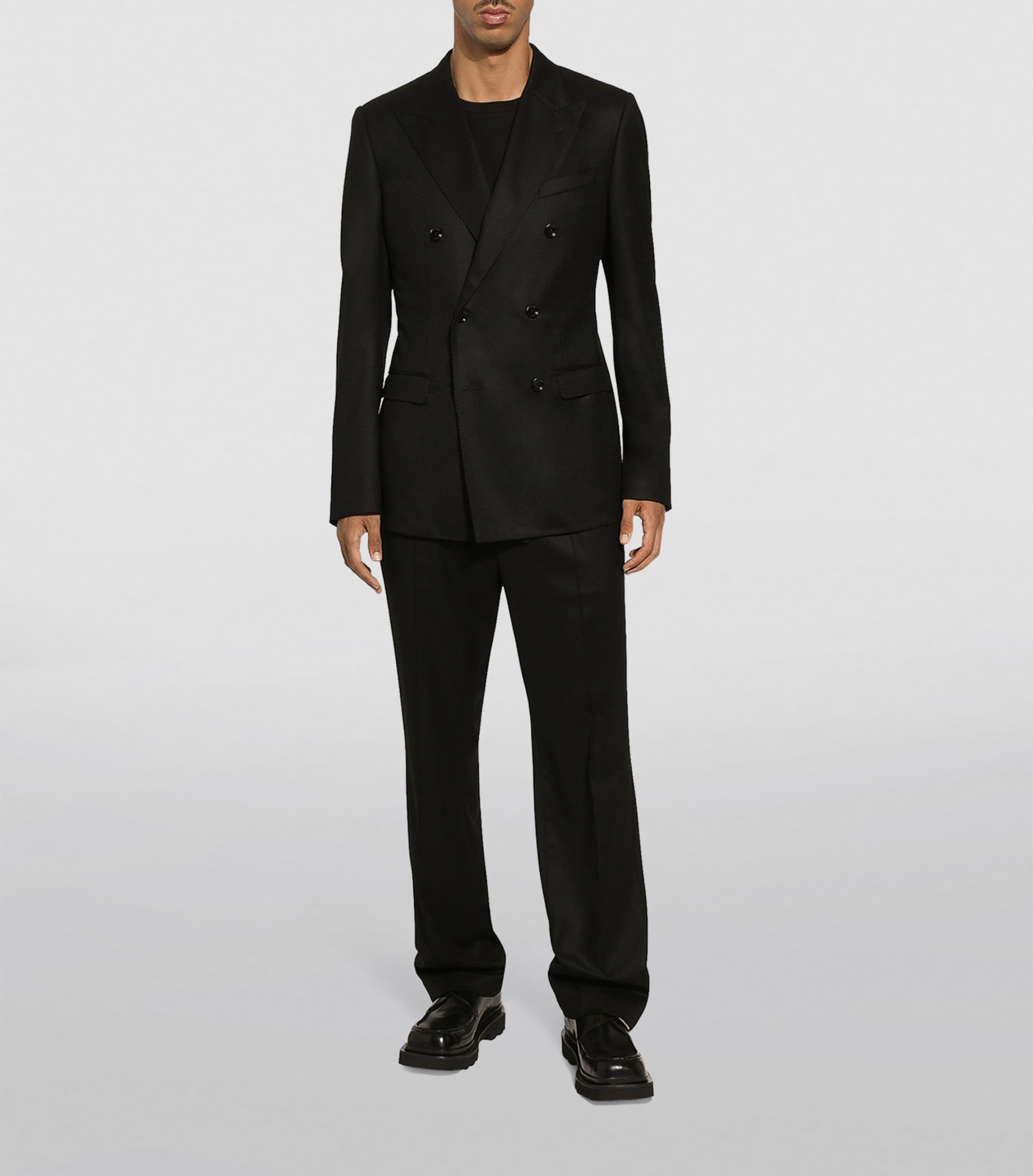 Virgin Wool Double-Breasted Blazer N0000-BLACK Image 2