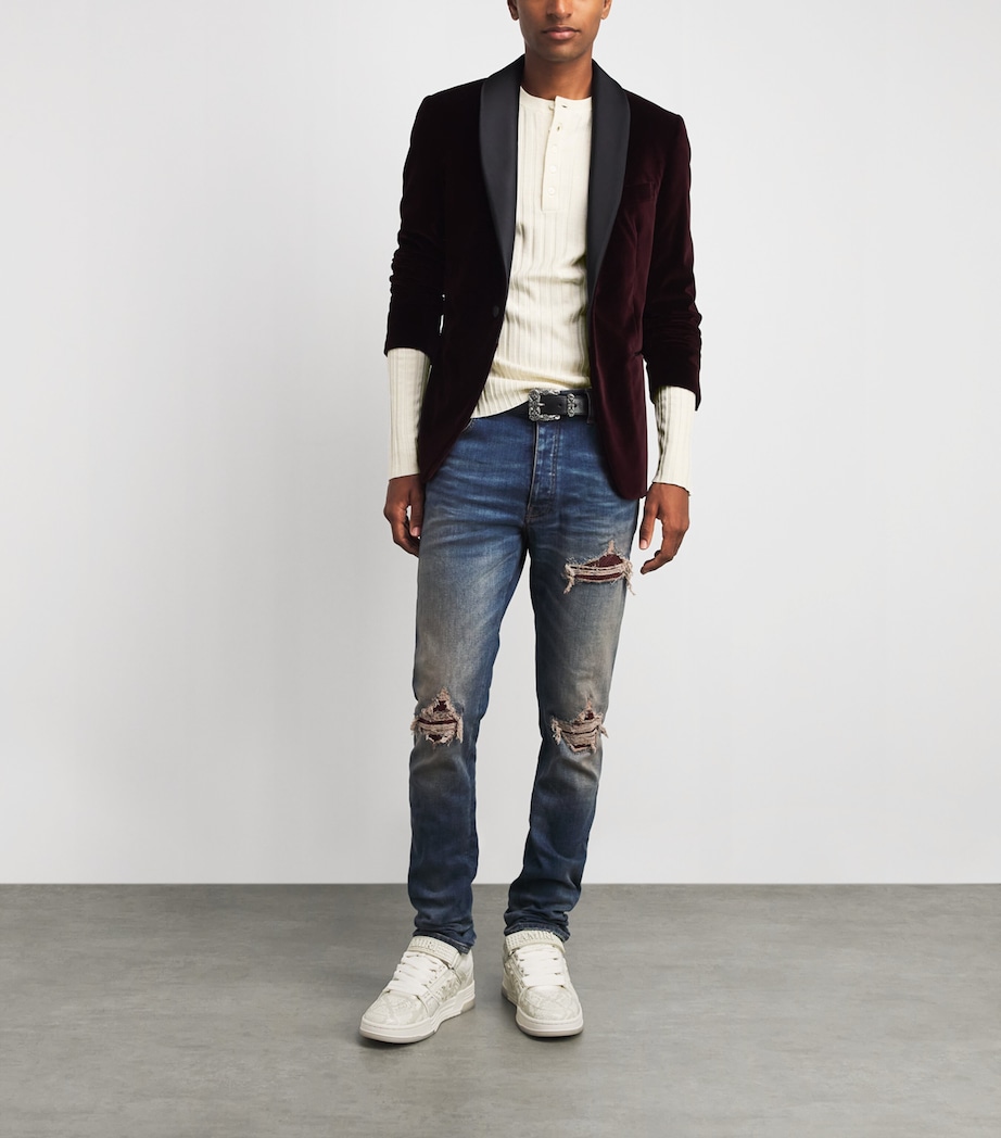 AMIRI Mens Wool-Blend Script Henley Sweater Alabaster Image 2