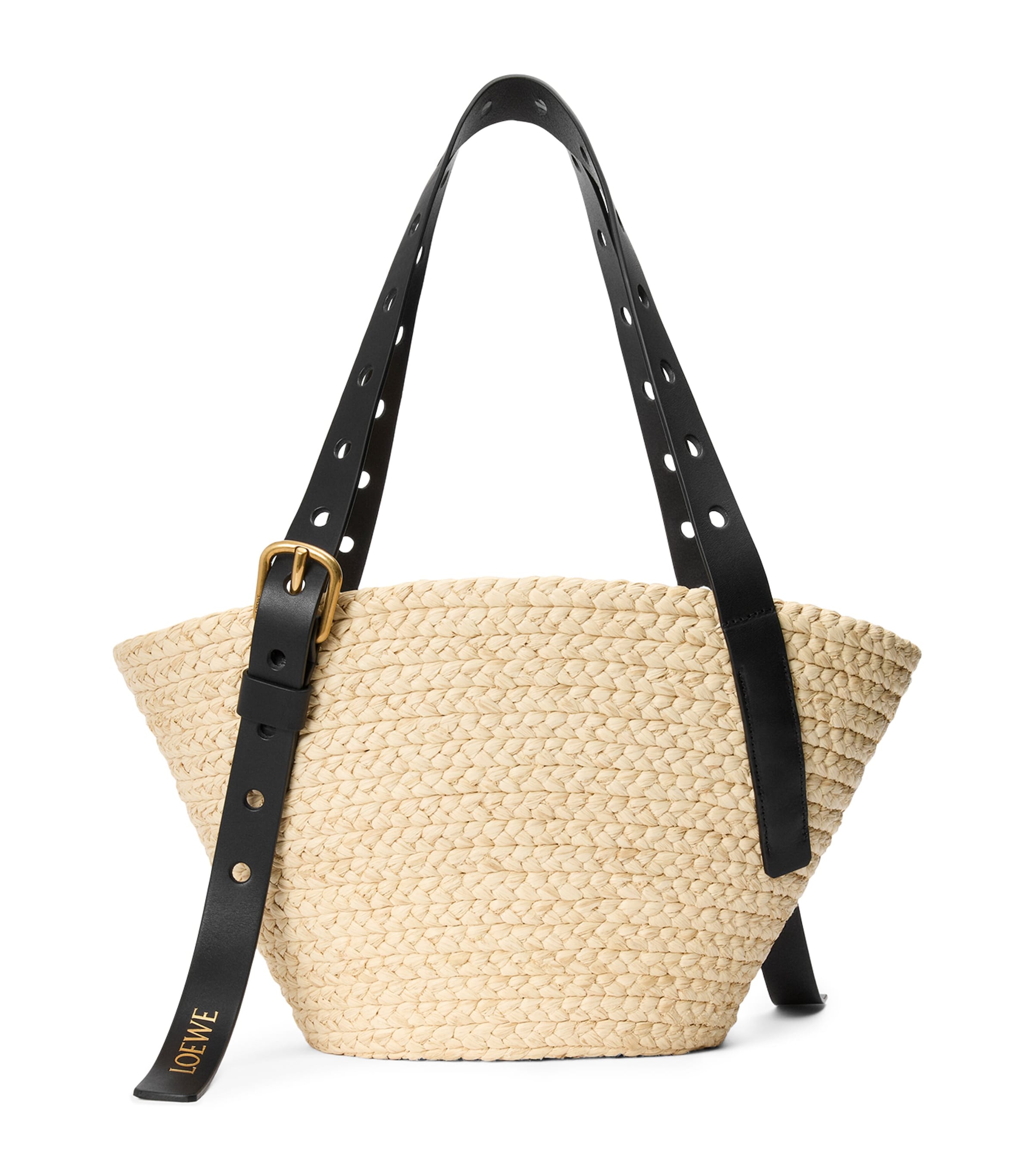 Shop Loewe X Paula's Ibiza Small Raffia Punch-hole Tote Bag In Beige