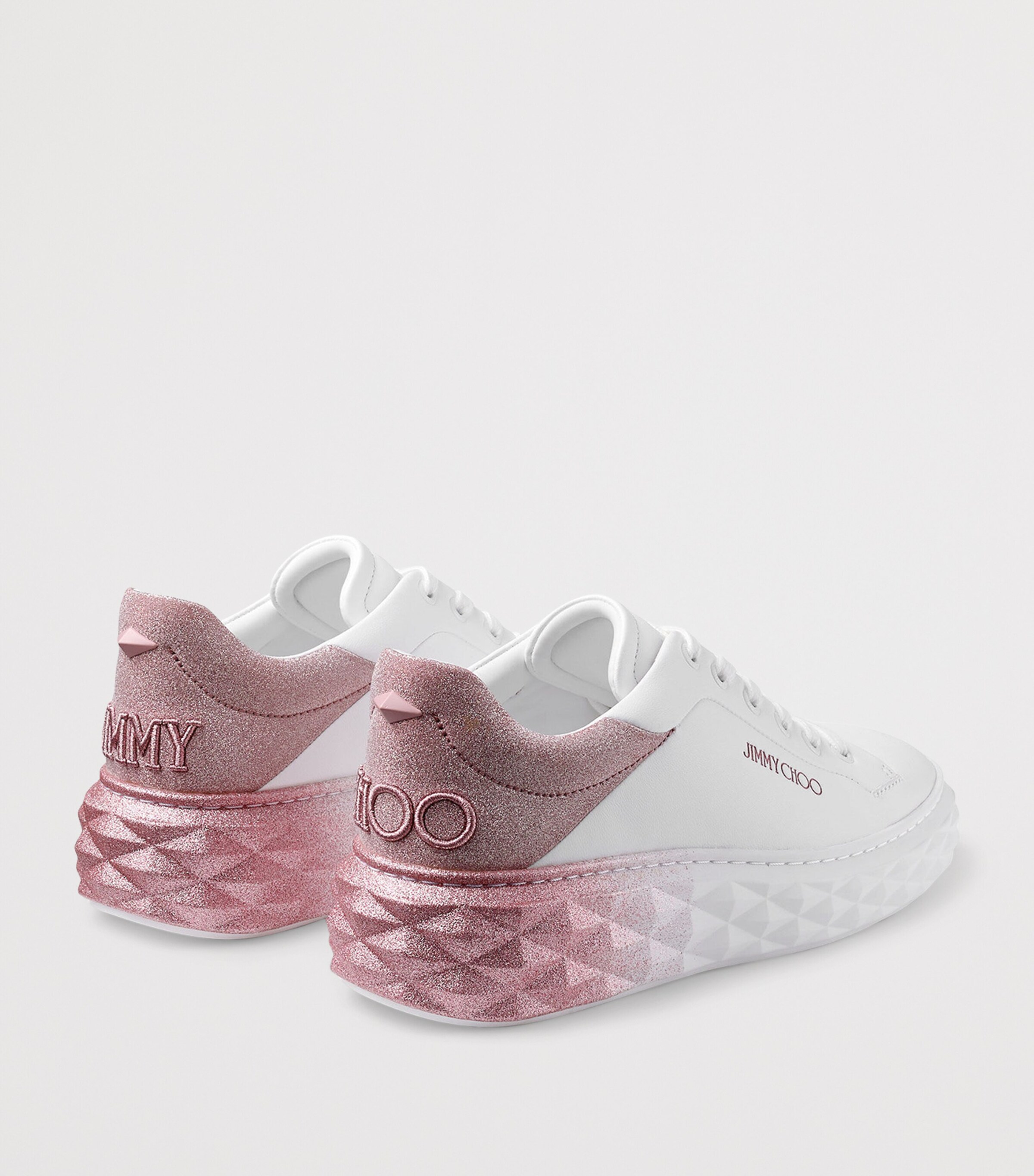 Diamond Maxi Leather Sneakers V WHITE/ROSE Image 3