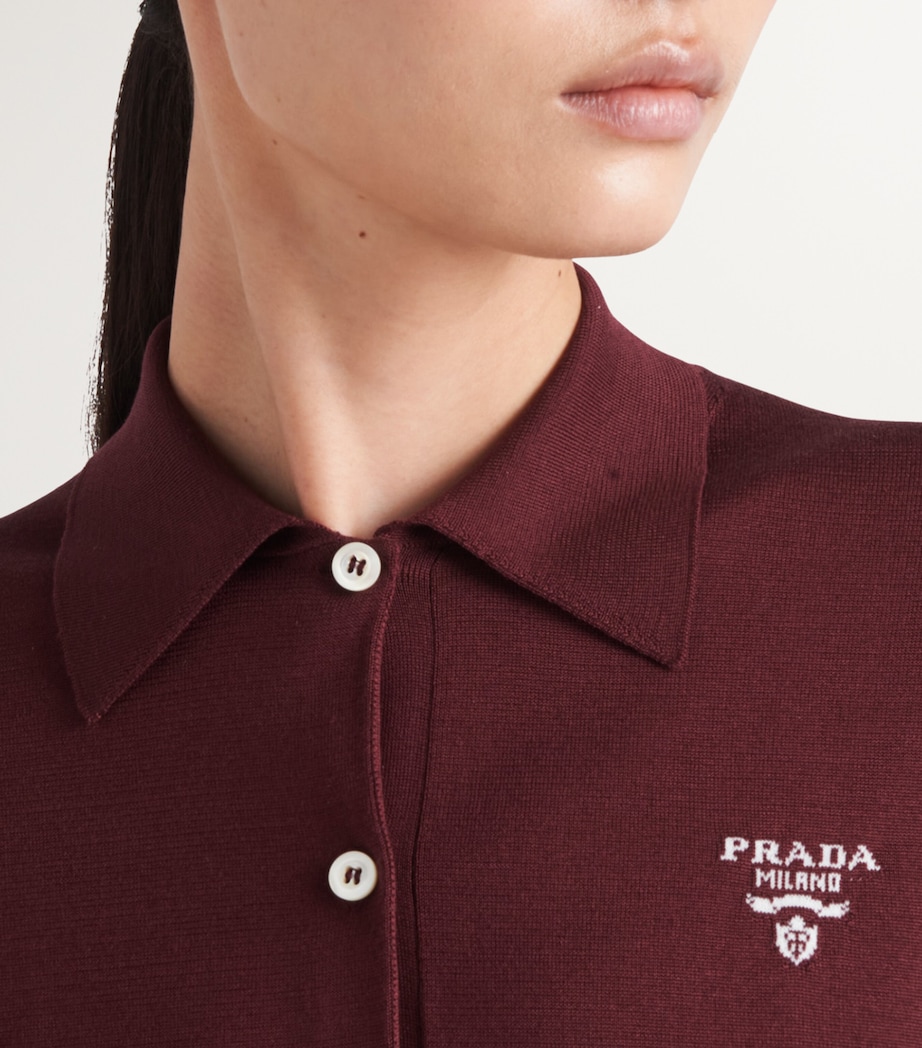 Prada Womens Silk Long-Sleeve Polo Shirt Image 5