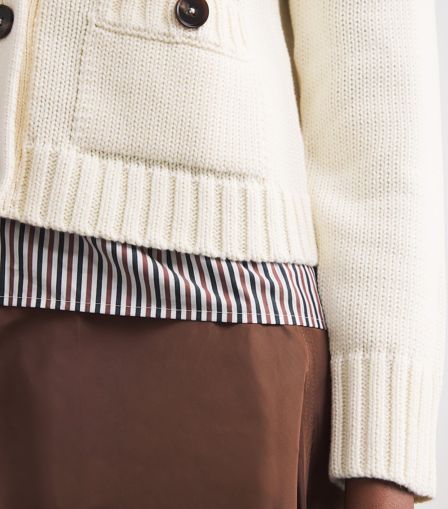 Cotton Cropped Cardigan CREAM Image 6