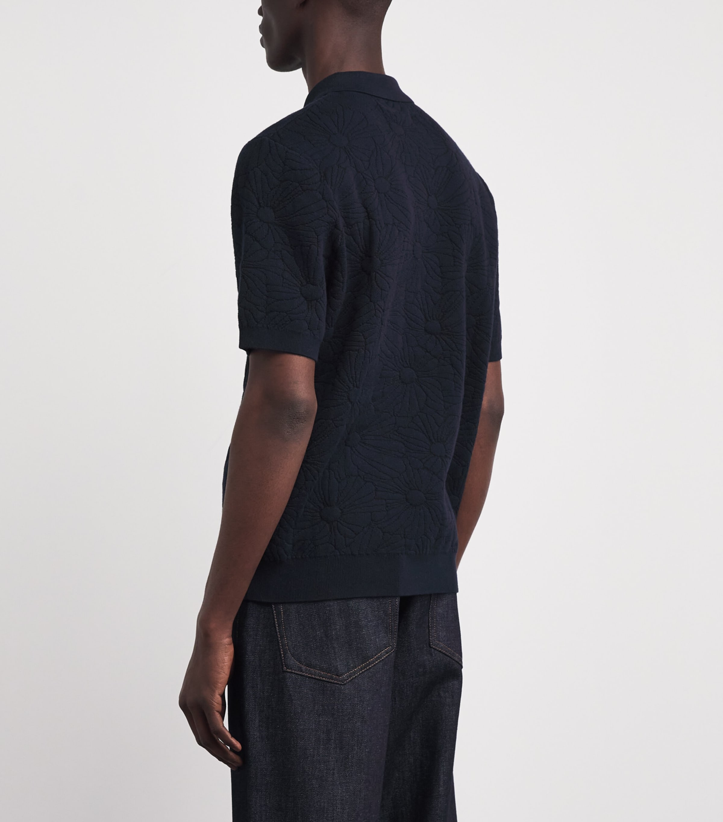Wax London Mens Cotton-Blend Tellaro Shirt Navy / Black Image 5