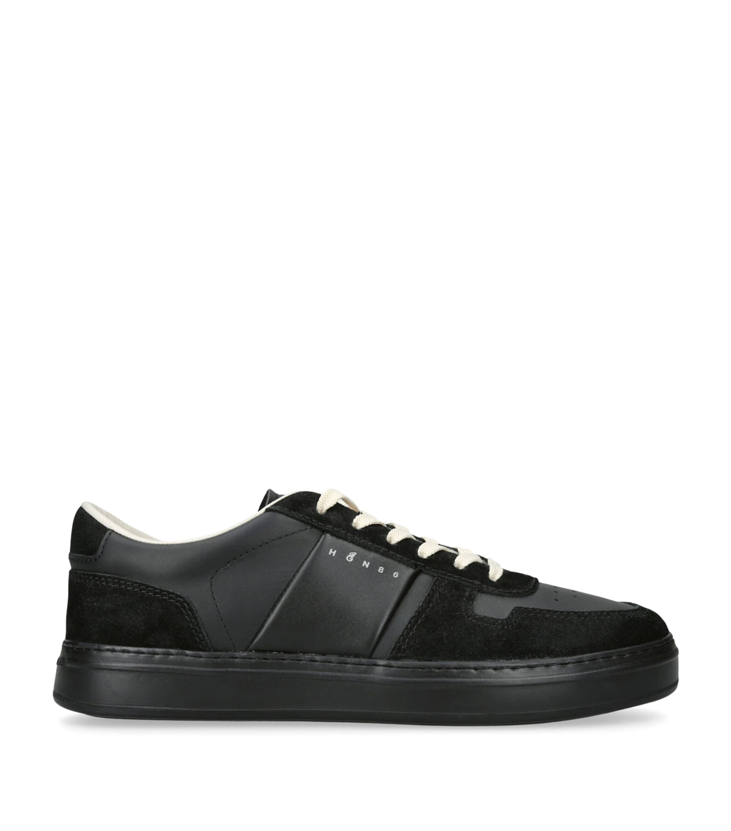 Hogan H-tv Smooth And Suede Leather Sneakers In Black