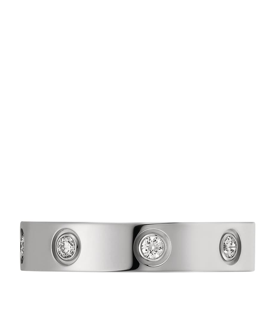 White Gold and Diamond LOVE Wedding Band MULTI Image 2