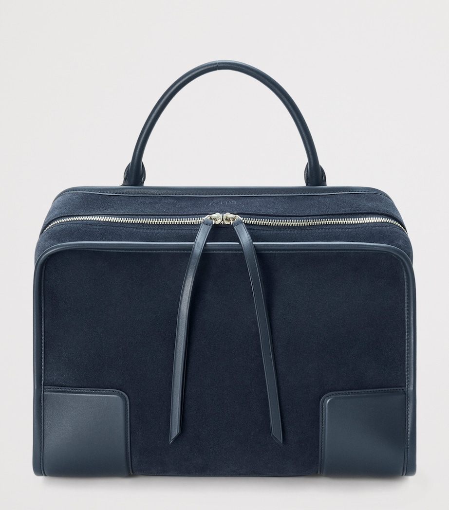 LOEWE Large Suede Amazona 180 Top-Handle Bag Deep Navy Image 3