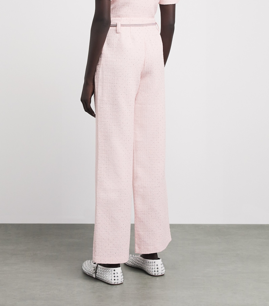Maje Womens Tweed Wide-Leg Trousers Pink Image 5