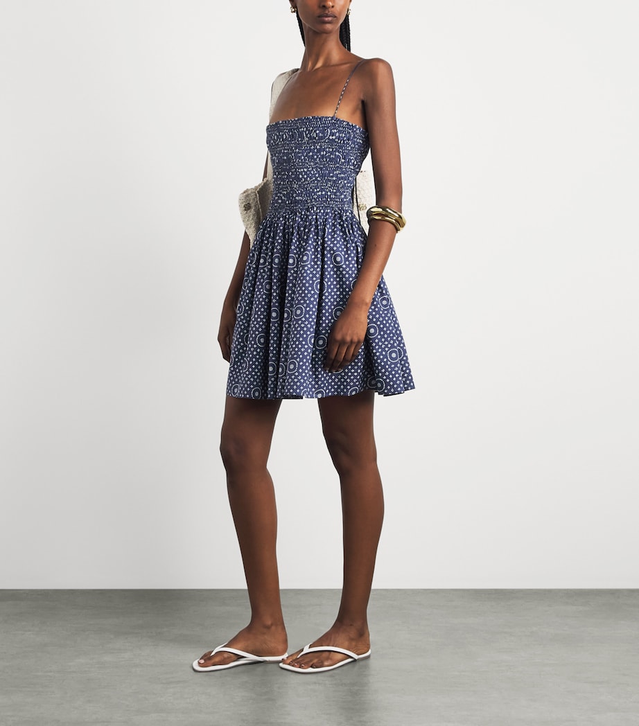 Matteau Womens Cotton Shirred Mini Dress Bluebellblu Image 2