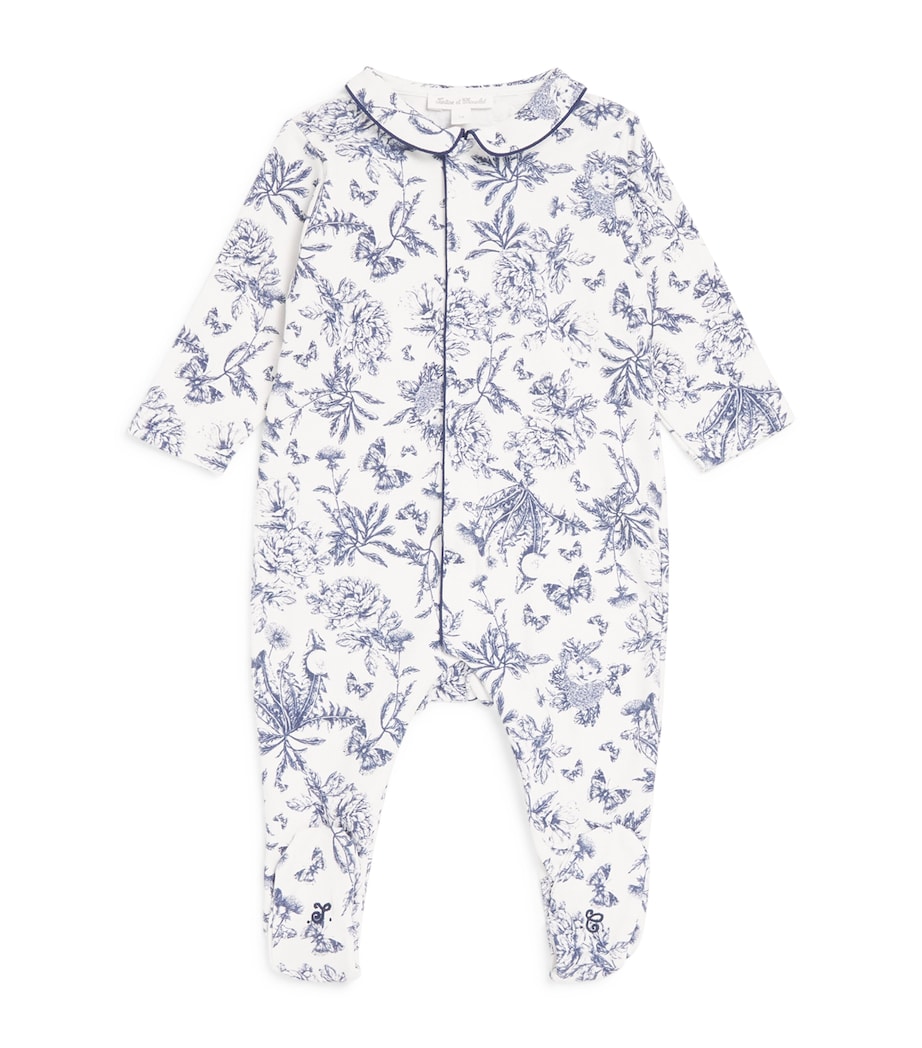 Cotton Toile de Jouy Sleepsuit (0-24 Months) 04MARINE Image 1