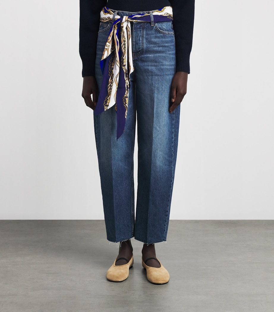 Maje Womens Scarf-Detail Barrel Jeans Blue Image 4