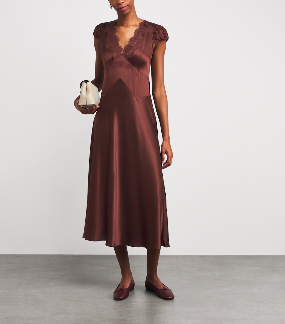 Silk-Lace Coraline Midi Dress CAFÉ BRUN Image 2