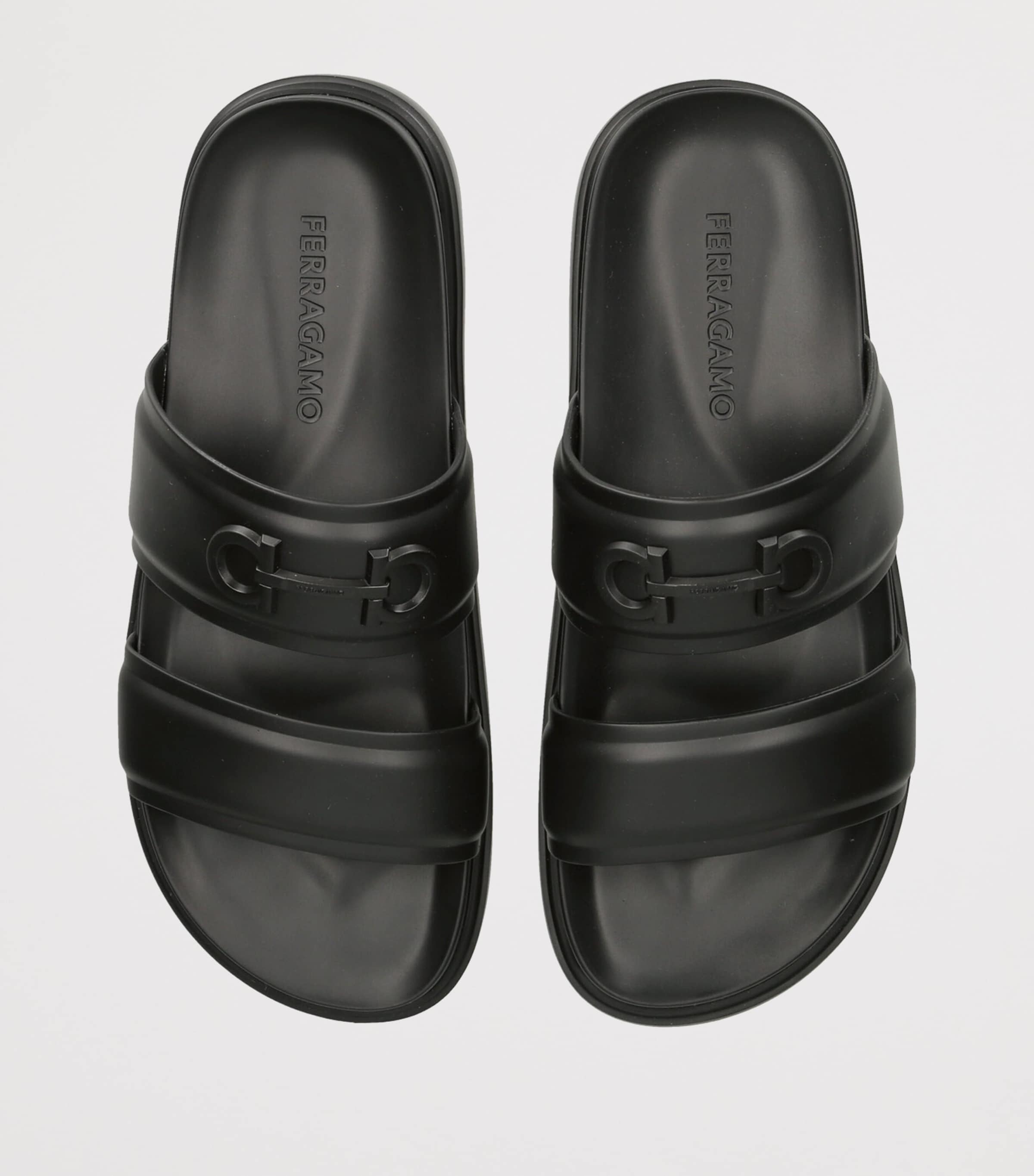 Salvatore Ferragamo Leather Gancini Sandals Black Image 3