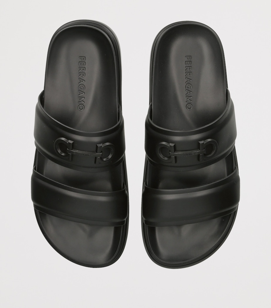 Salvatore Ferragamo Leather Gancini Sandals Black Image 3