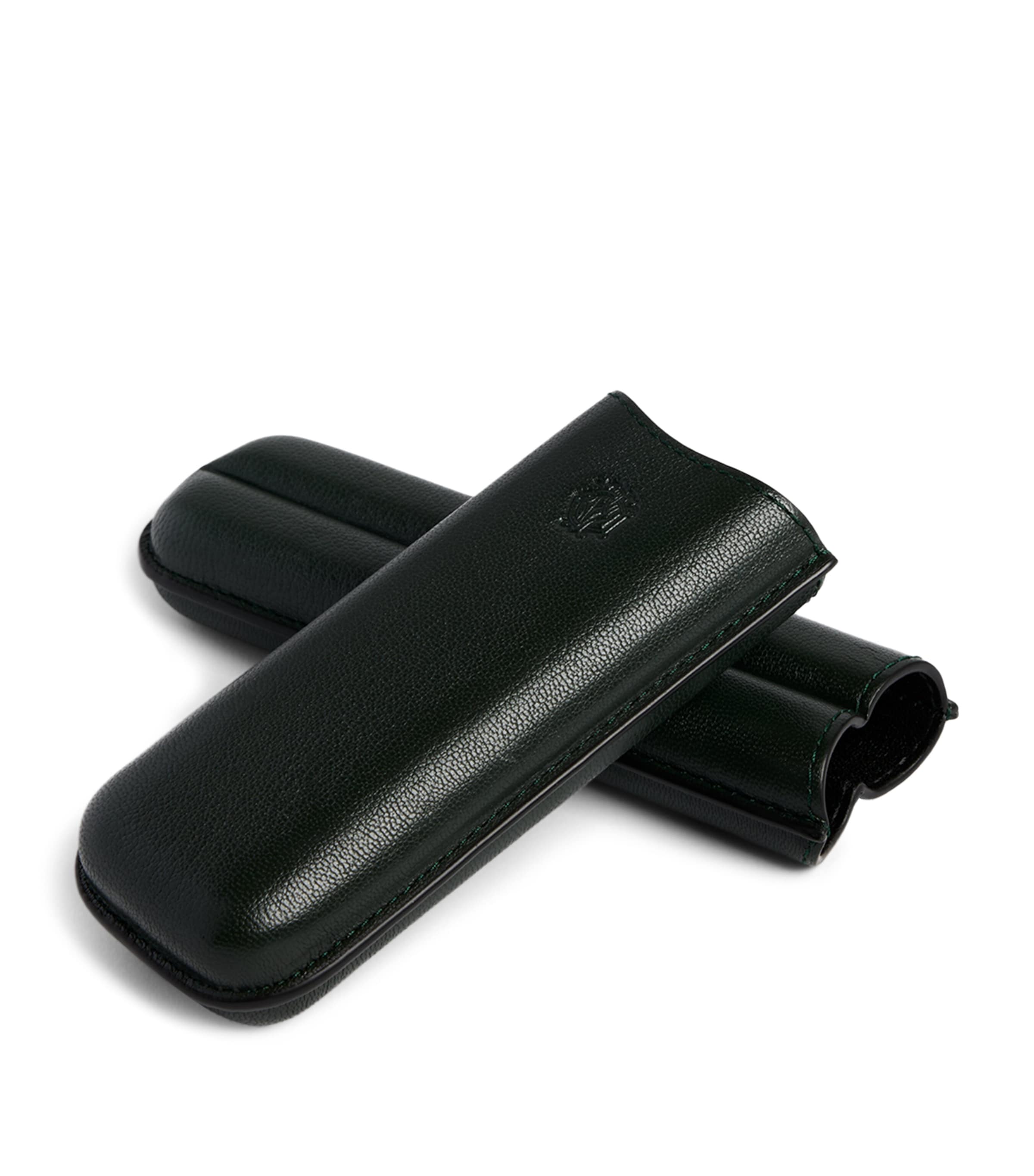 Leather Double Cigar Case 303RACING GREEN Image 3