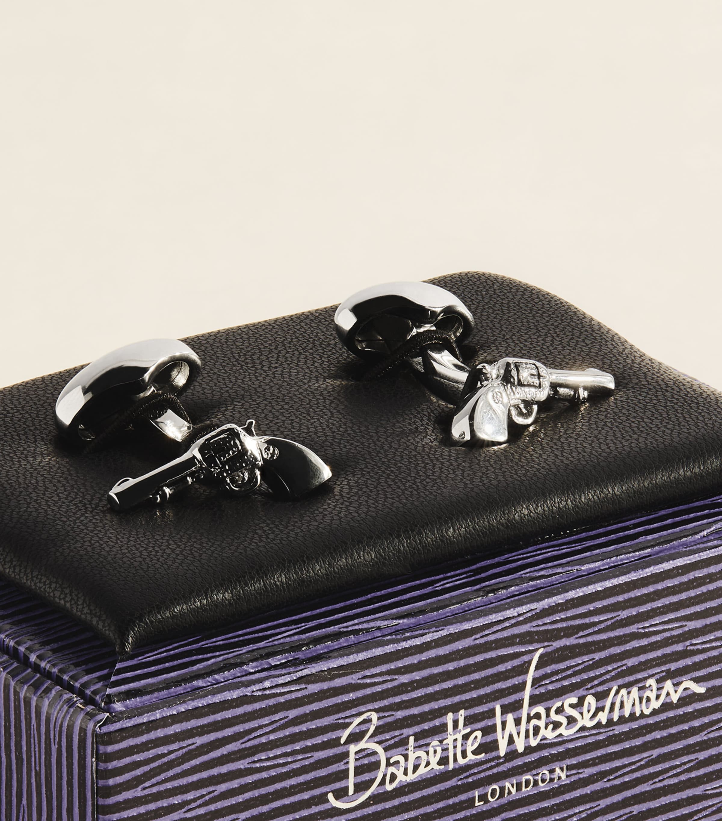 Babette Wasserman Rhodium-Plated Pistol Cufflinks Rhodium Image 3