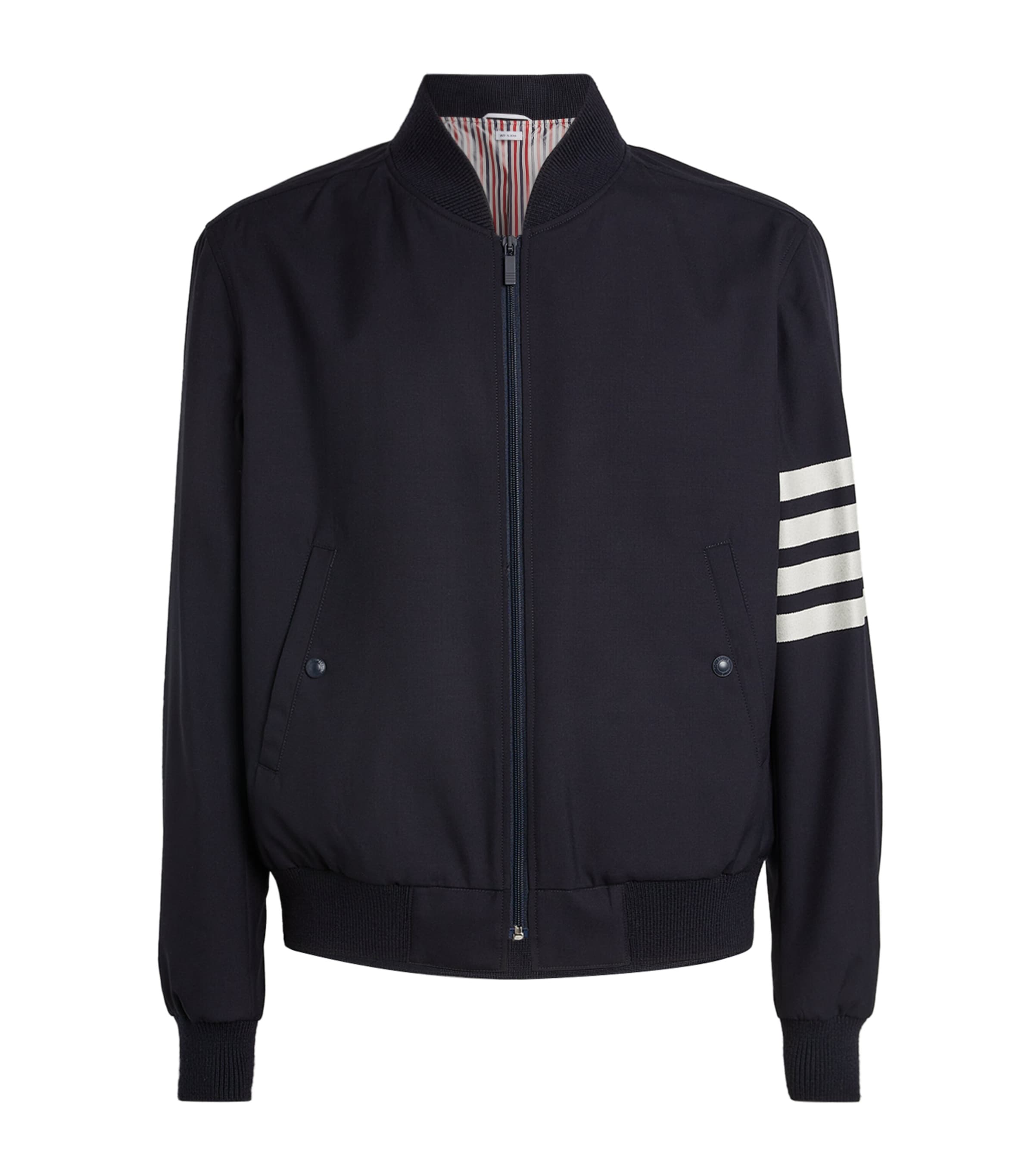 Shop Thom Browne Wool 4-bar Stripe Bomber Jacket In Navy