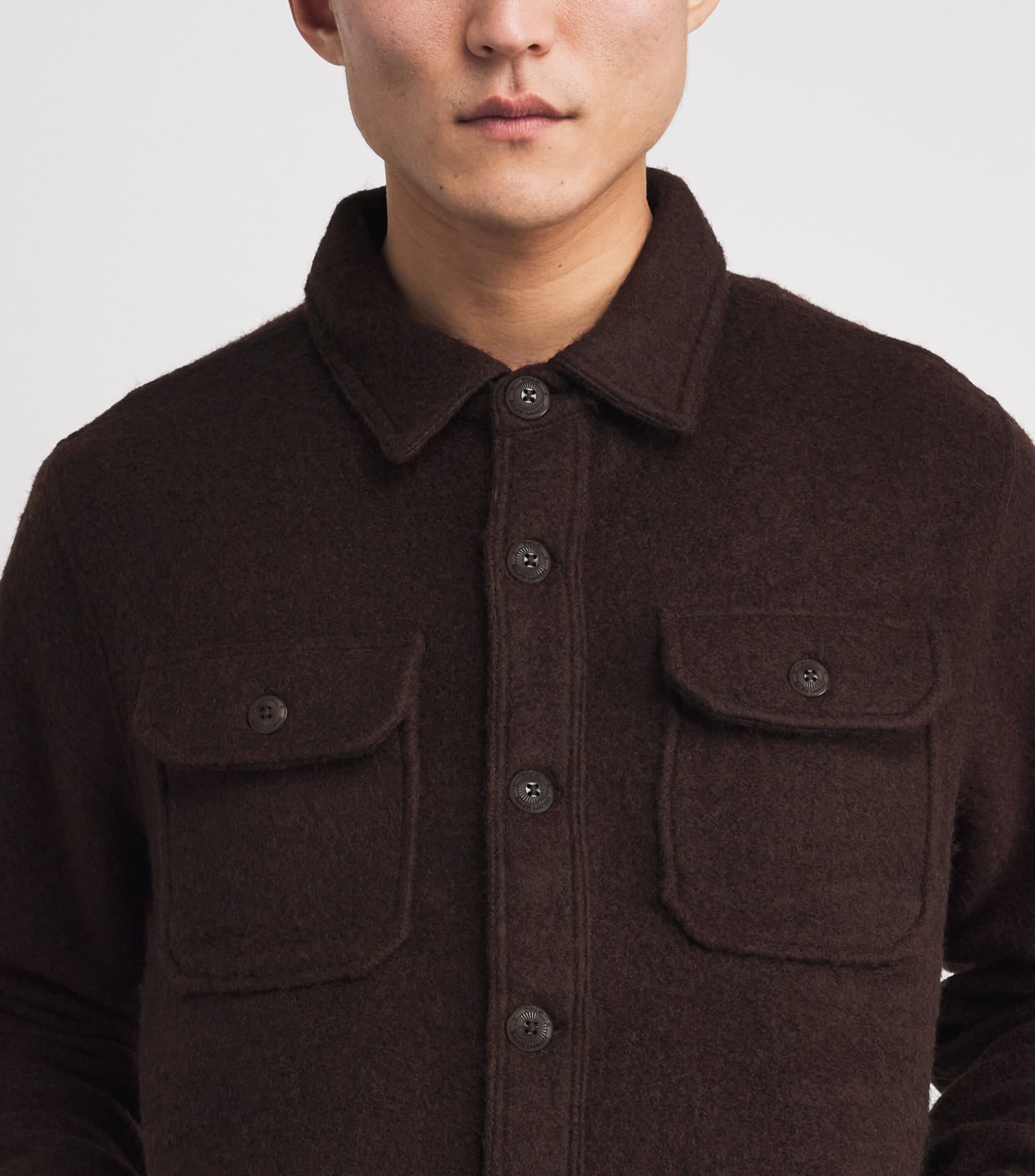 Wool-Blend Felt Overshirt BROWN Image 6