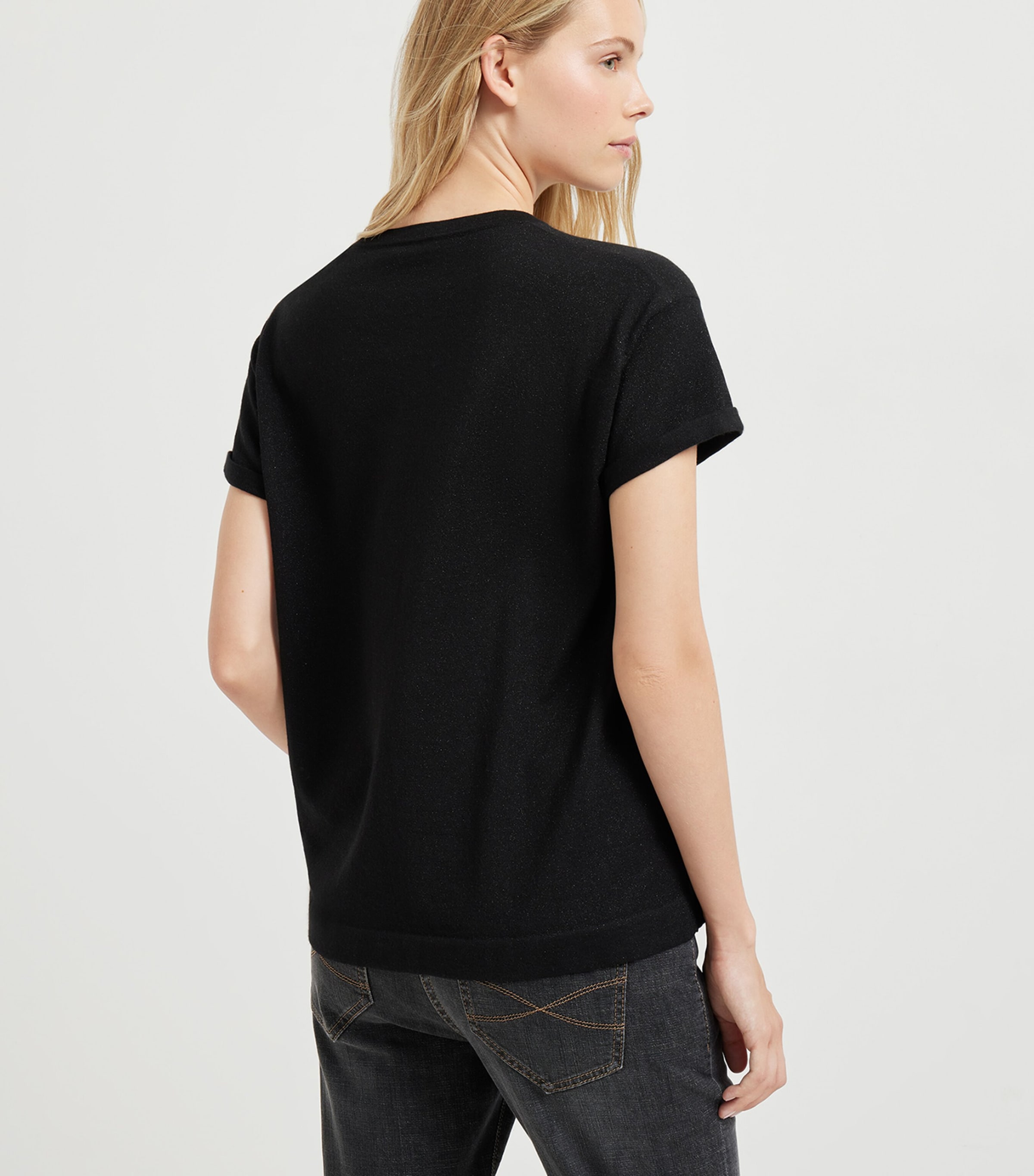 Brunello Cucinelli Womens Cashmere-Silk-Blend T-Shirt Image 3