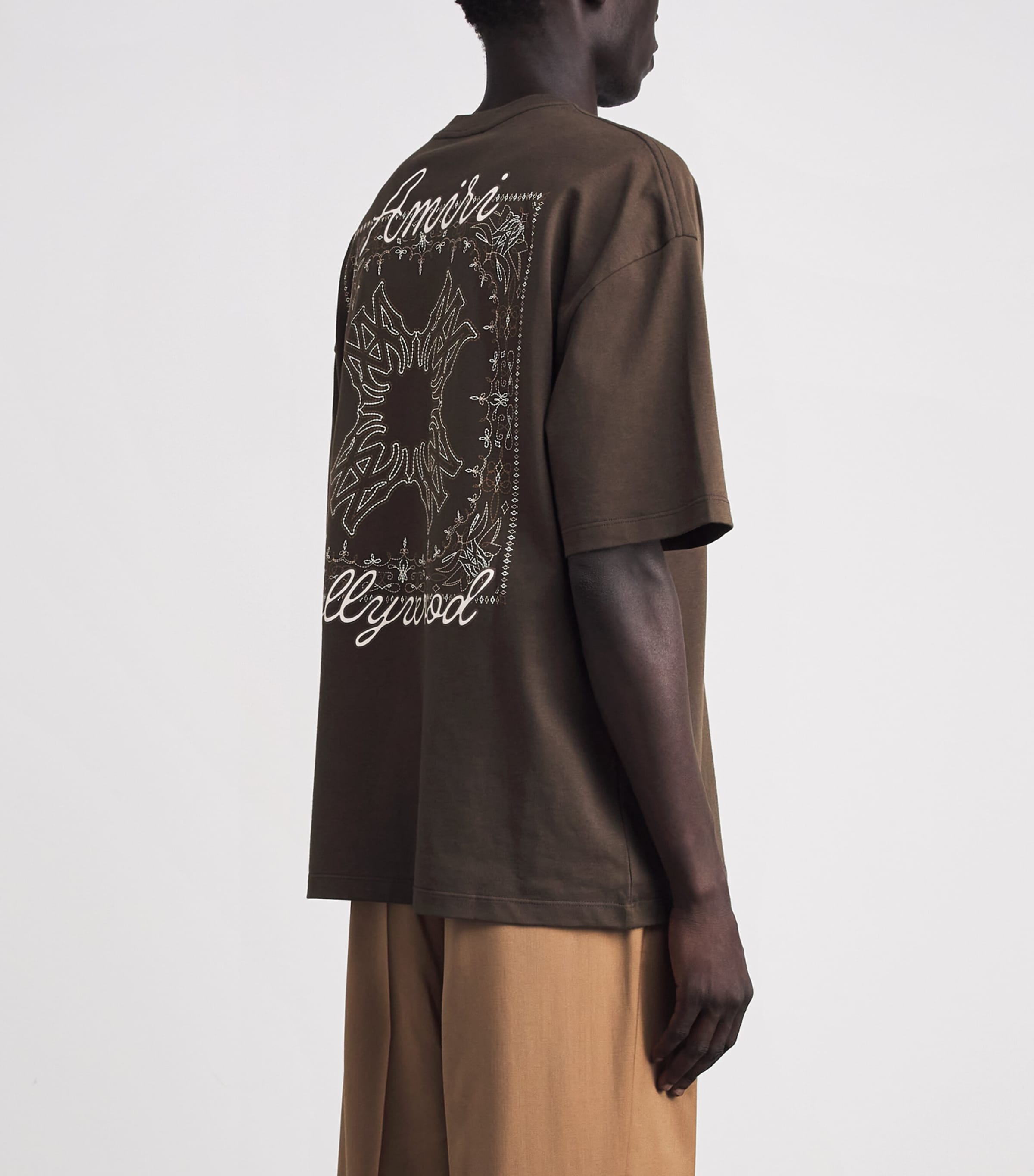 AMIRI Mens Cotton Quad Bandana T-Shirt Husk Image 5