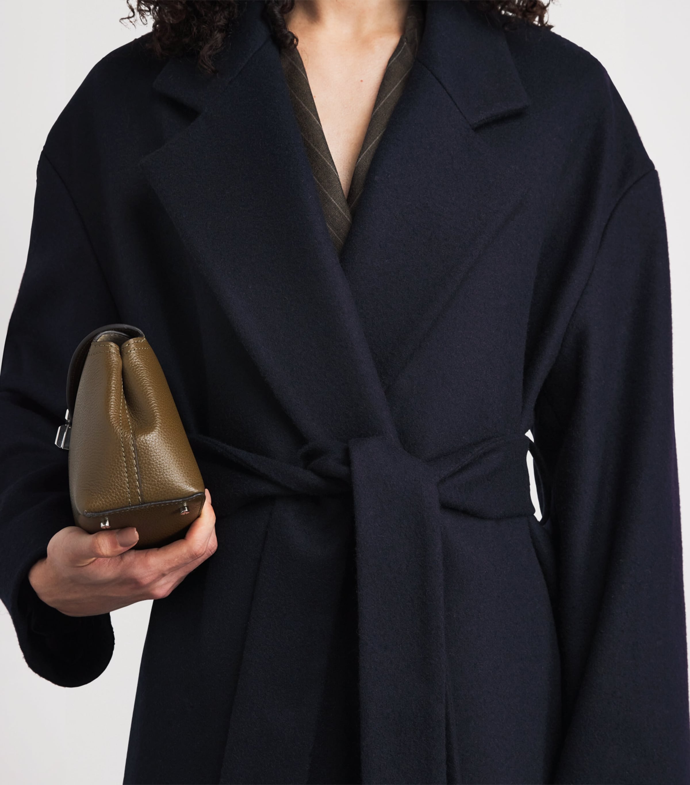 Laura Pitharas Navy Wool Grandad Wrap Coat | Harrods SG