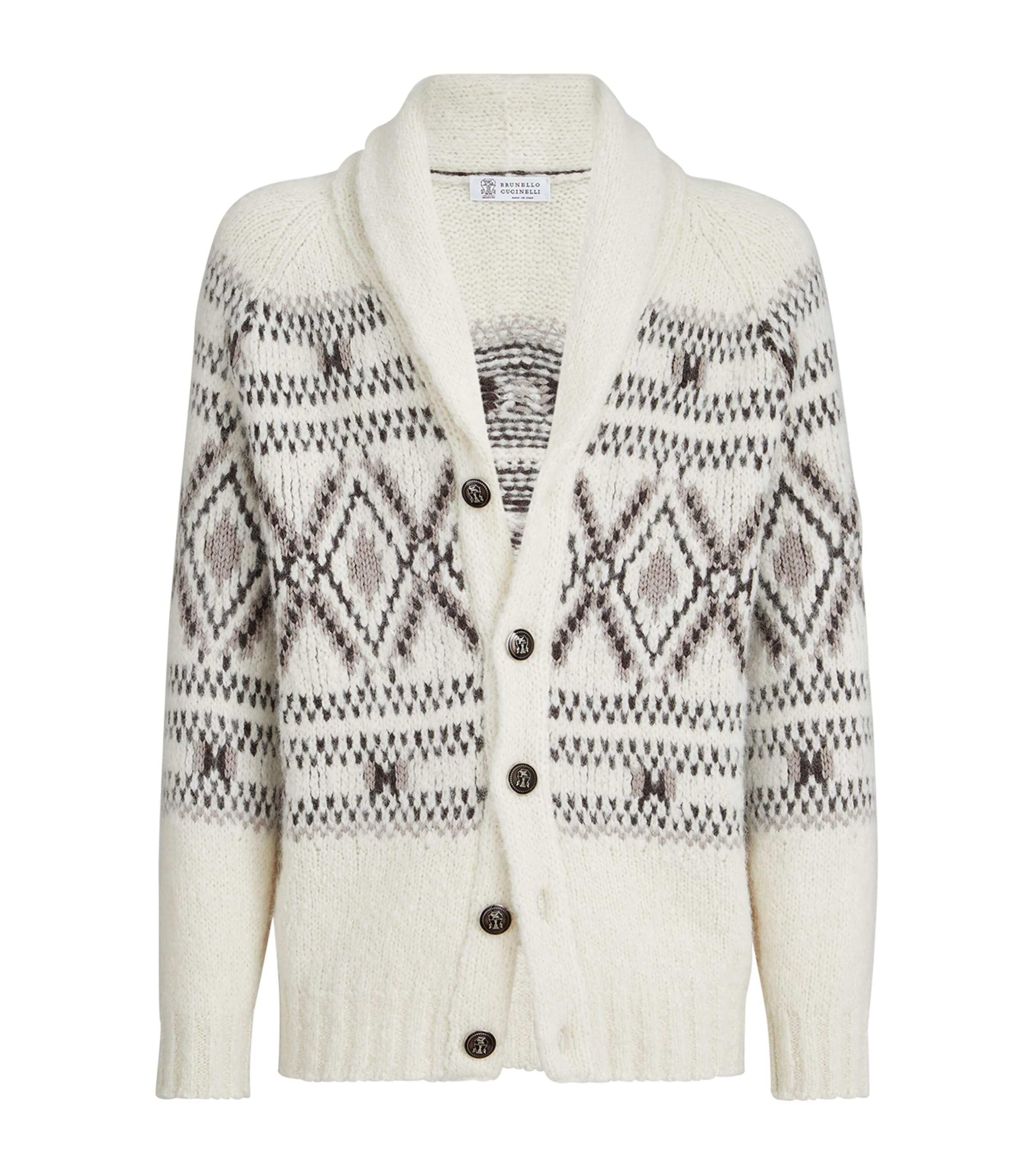 Alpaca-Wool-Cashmere Jacquard Cardigan CLO13 Image 1
