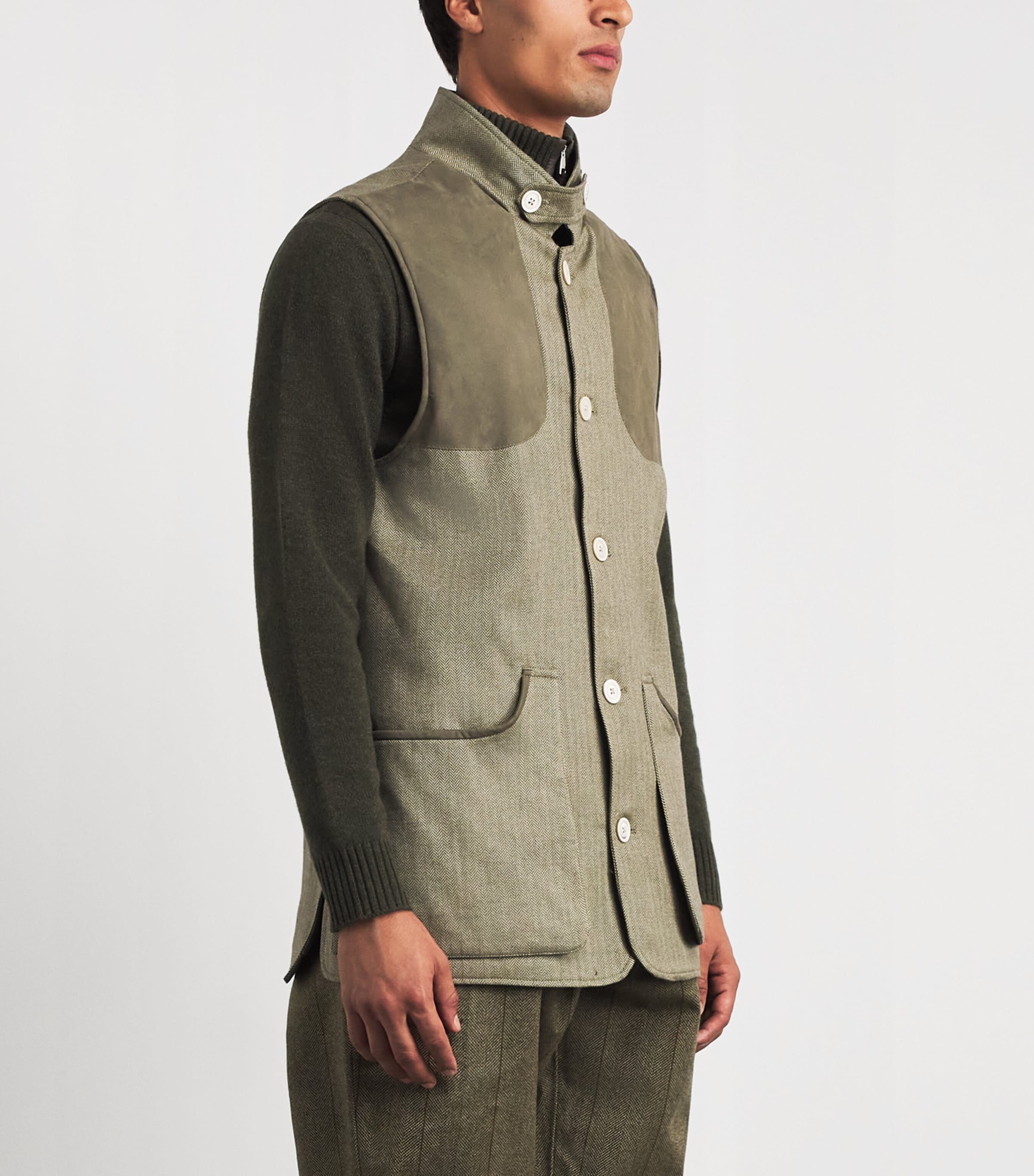 Purdey Mens Cotton-Blend Kalahari Gilet Sge Image 4