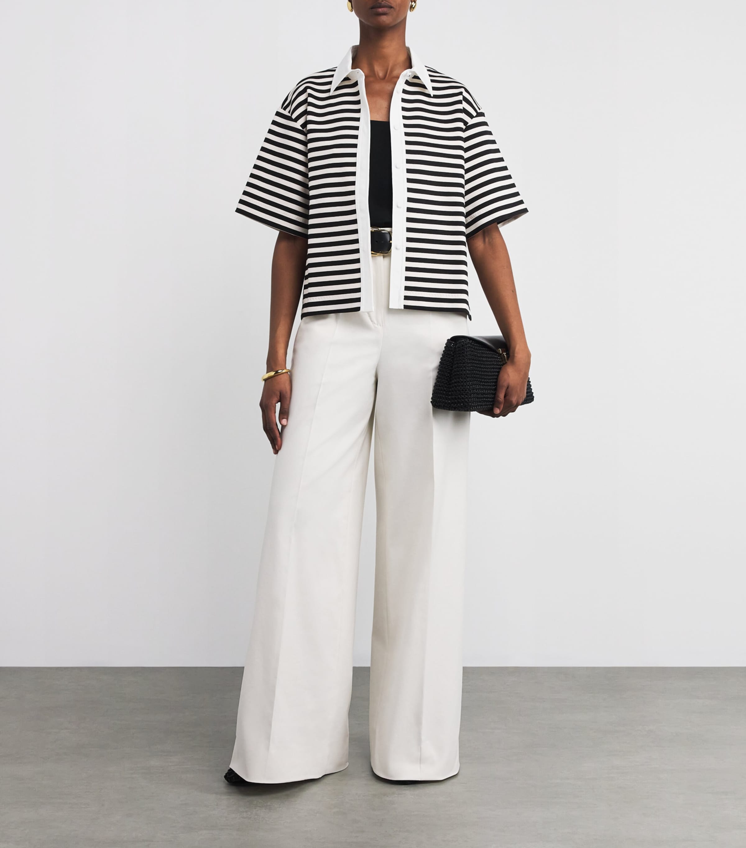 MAXMARA ウィルソン ビスコース ジャージー シャツ WILSON ウィルソン] ビスコース ジャージー シャツ, white black
