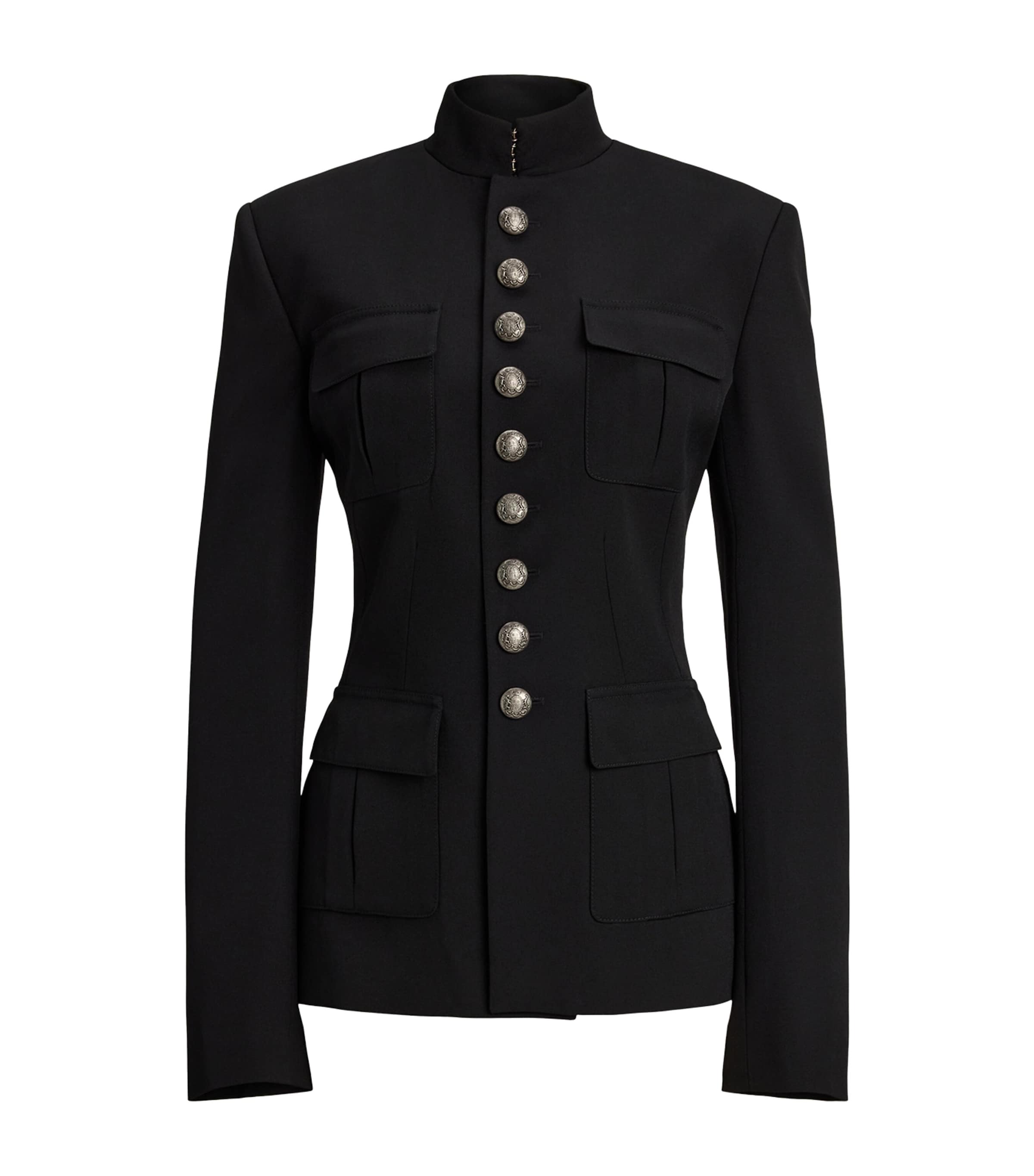 Ralph Lauren Wool Grain De Poudre Eliza Jacket In Black