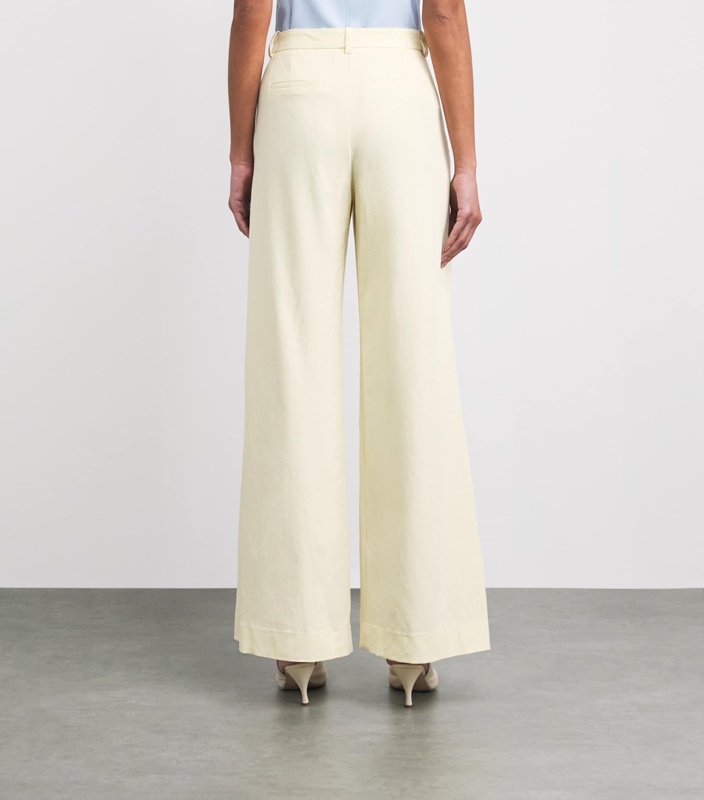 Maje Womens Tailored Wide-Leg Trousers Pale Yellow Image 5