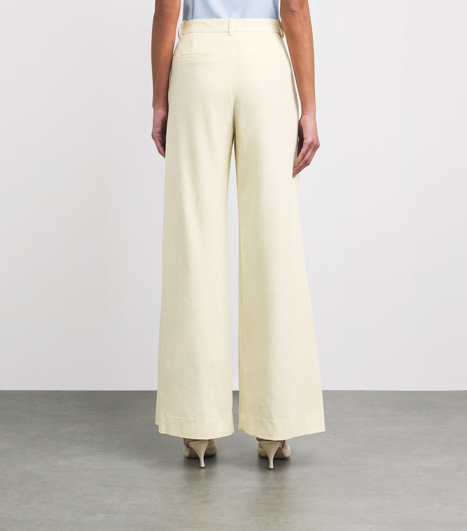Maje Womens Tailored Wide-Leg Trousers Pale Yellow Image 5