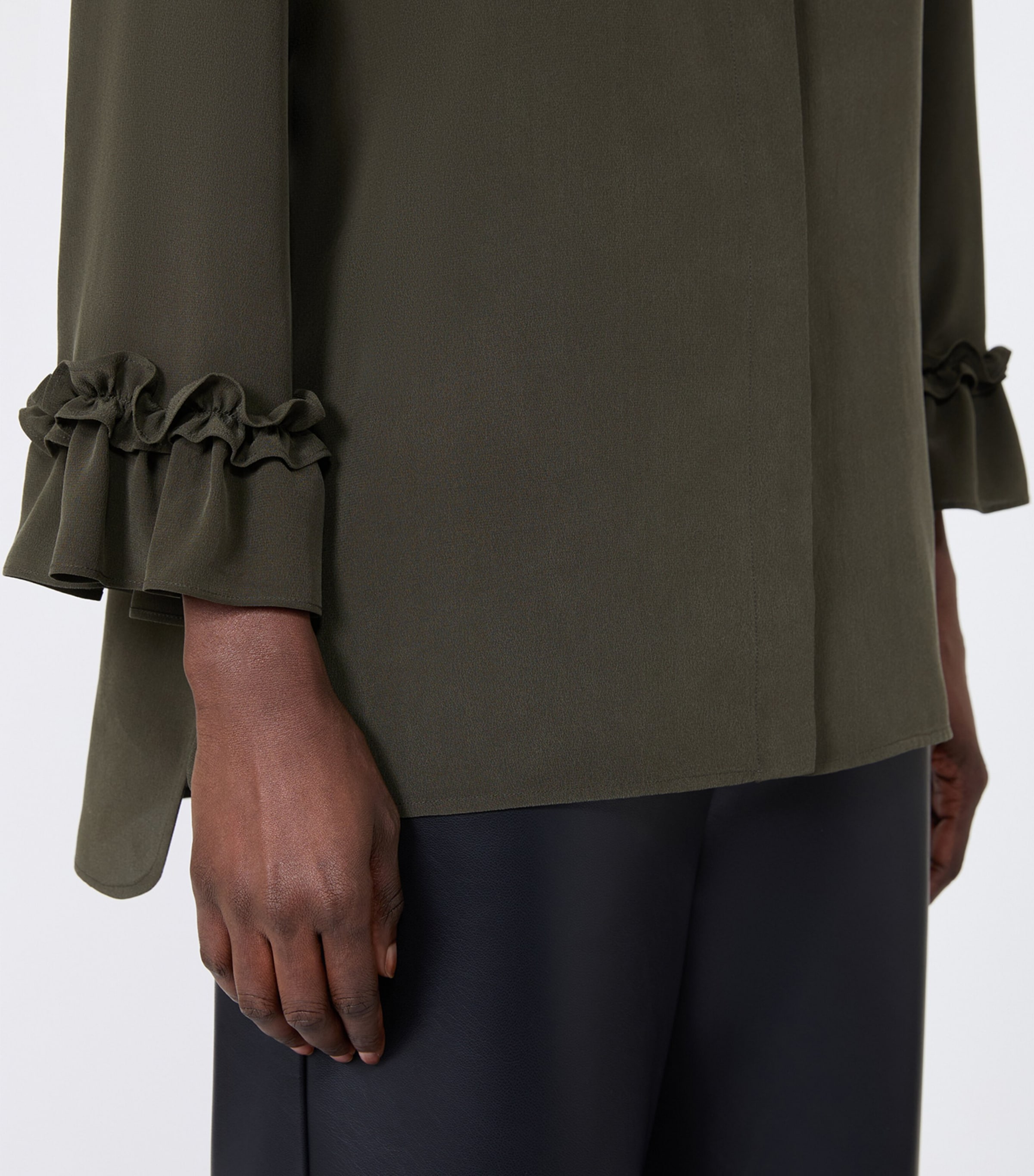 Max Mara Womens Silk Shirt Kaki Image 5